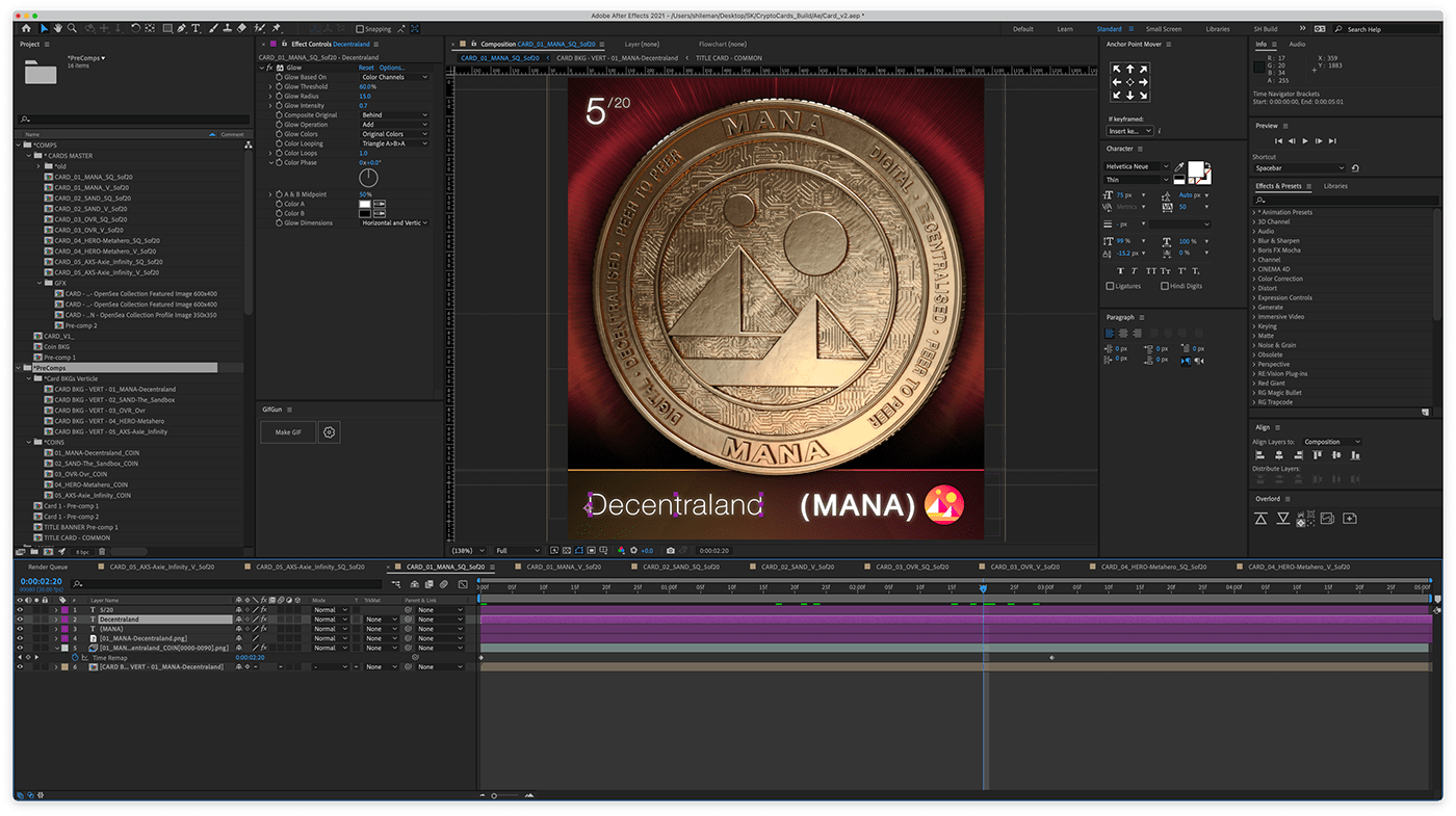 Adobe After Effects project for compositing and rendering final animated NFTs.