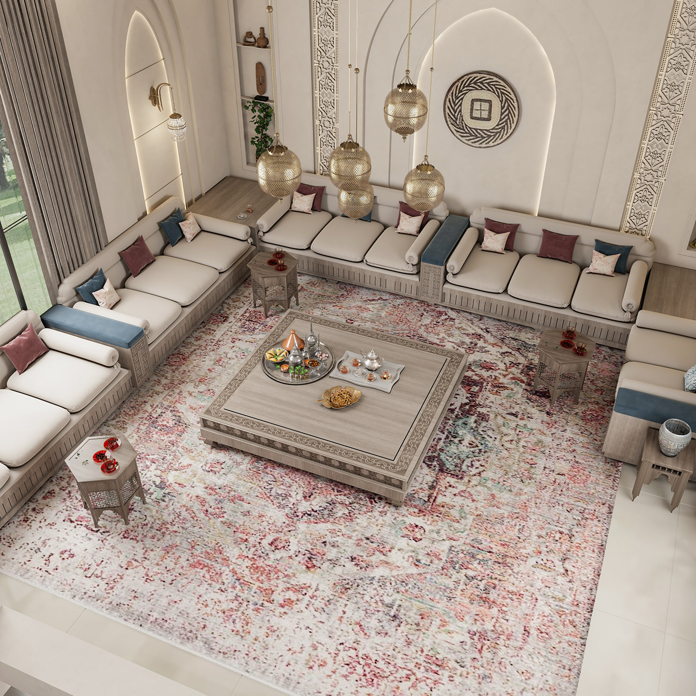 indoor interior design  Render islamic arabic muslim morroccan