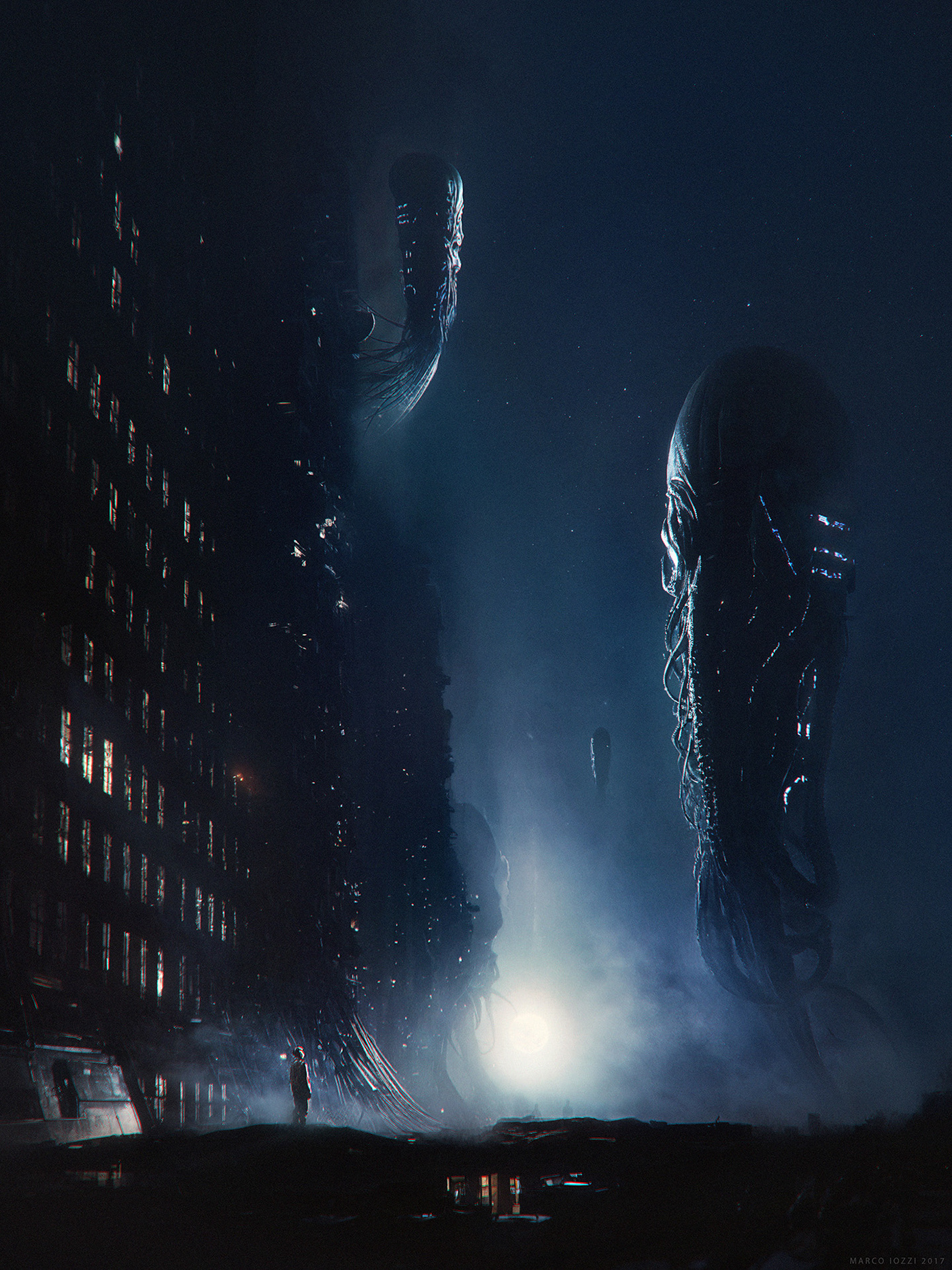 Scifi alien spaceship invasion War war of the worlds Dystopia Cyberpunk concept art digital illustration