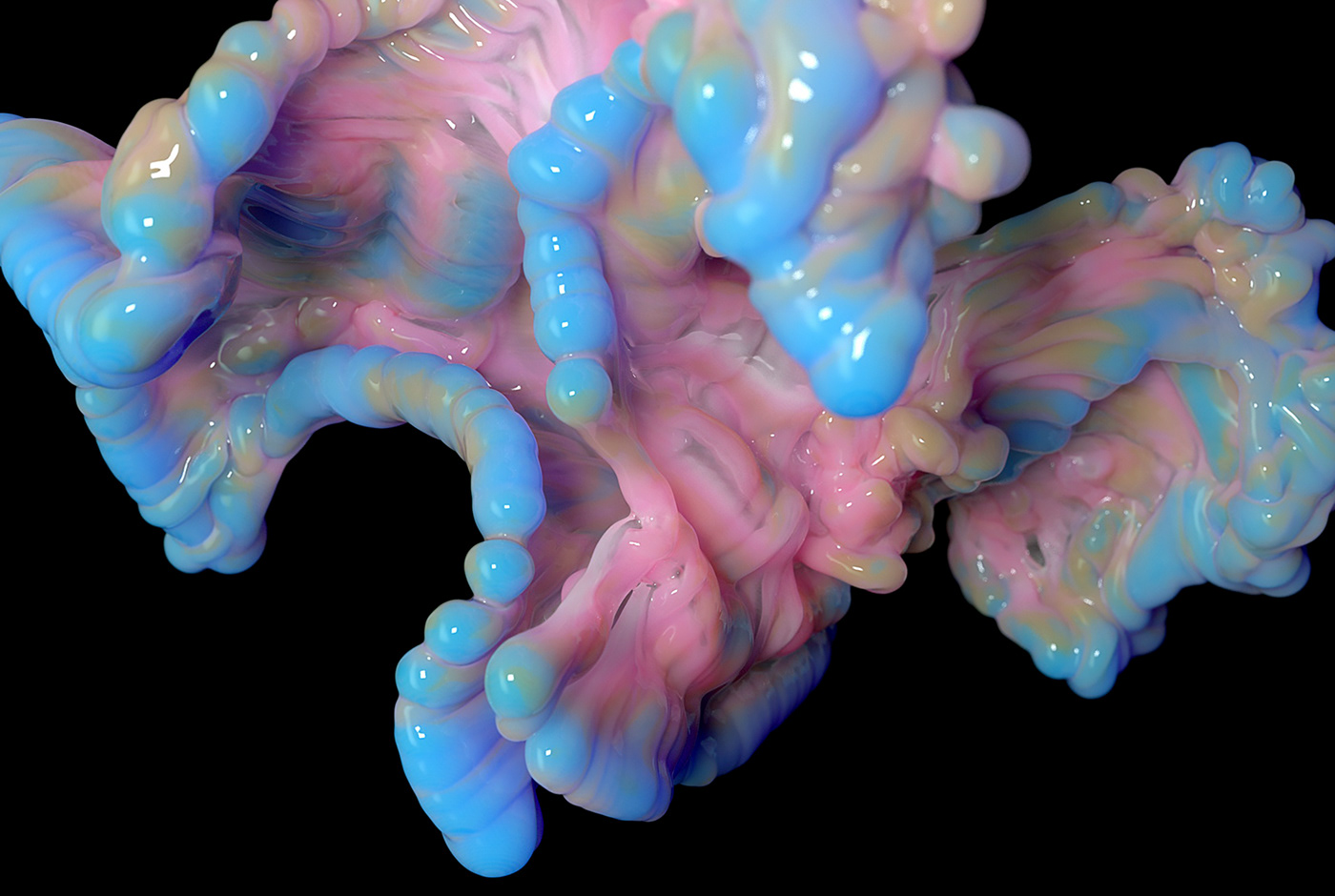 coral CGI x-particles realflow blossoming Colourful  cinema 4d fluids smokes