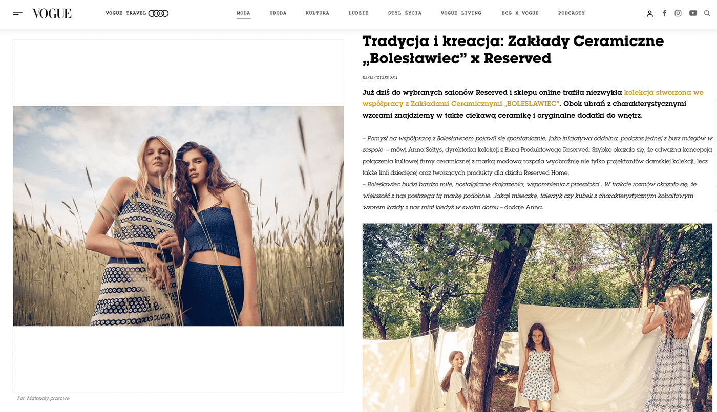Boleslawiec postproduction reotuch Fashion  editorial poland reserved vogue