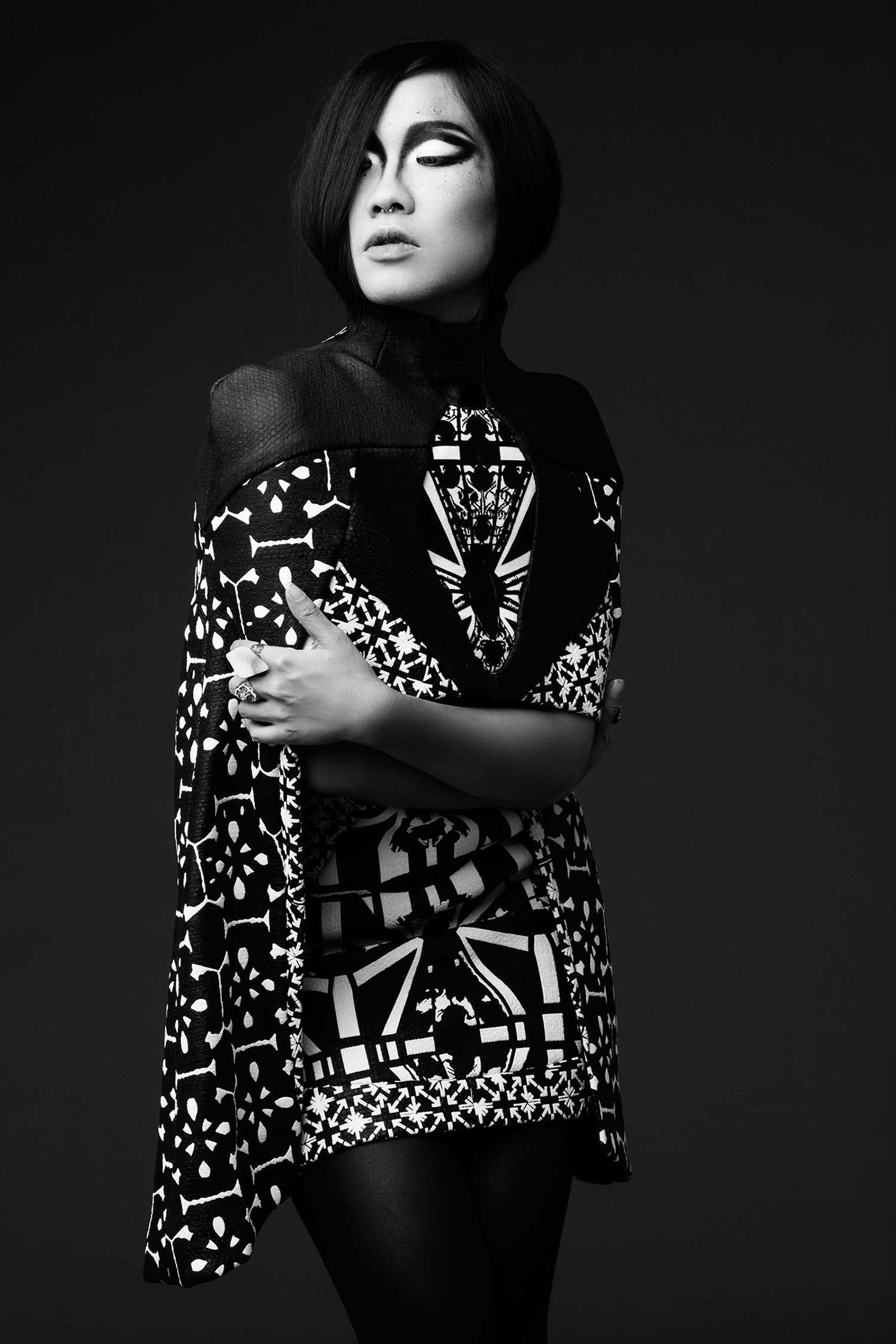 makeup Art Director oriental black and white editorial Fashion  photograph model