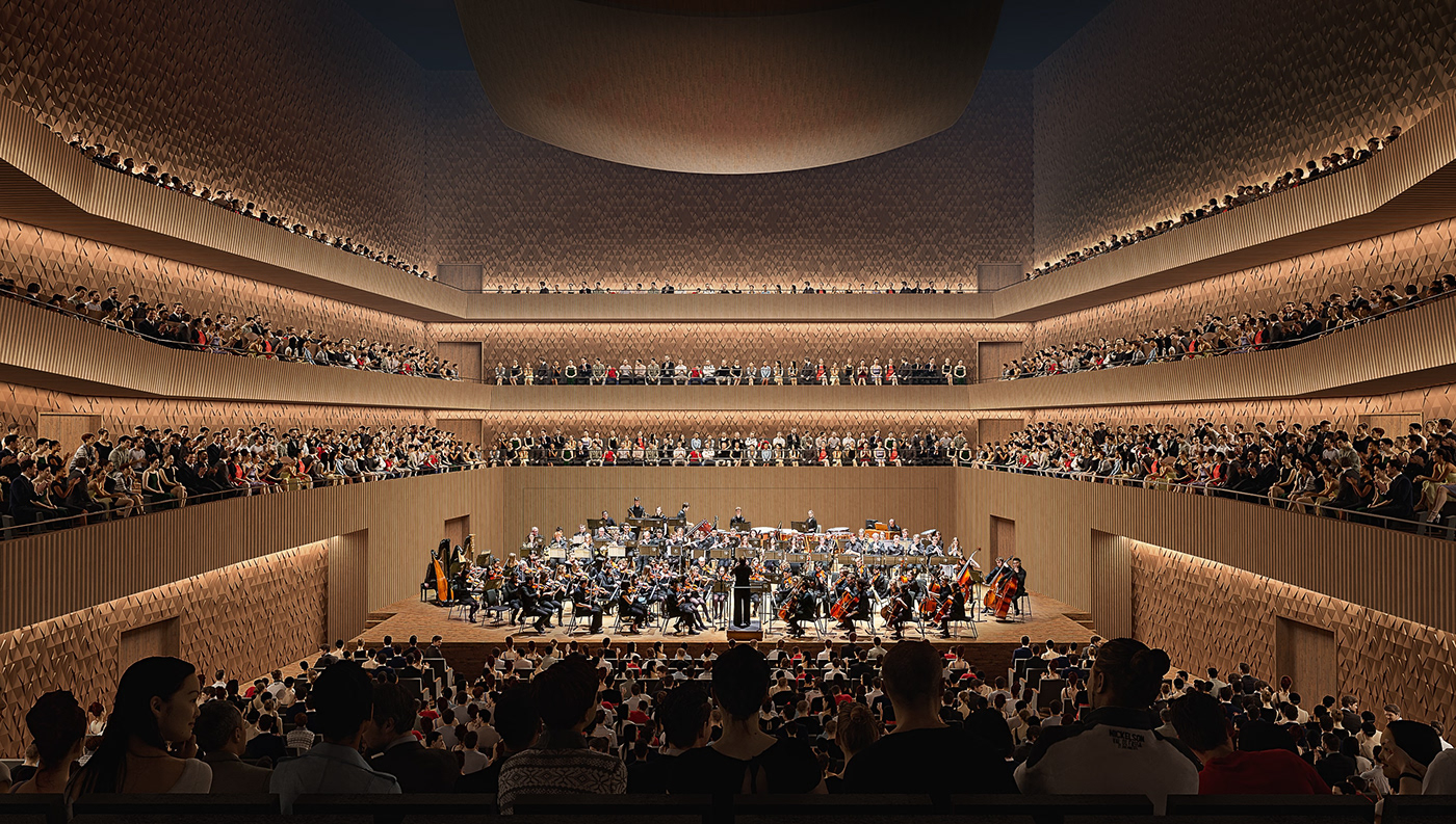 concert hall, concert, many people, interior, architecture project
