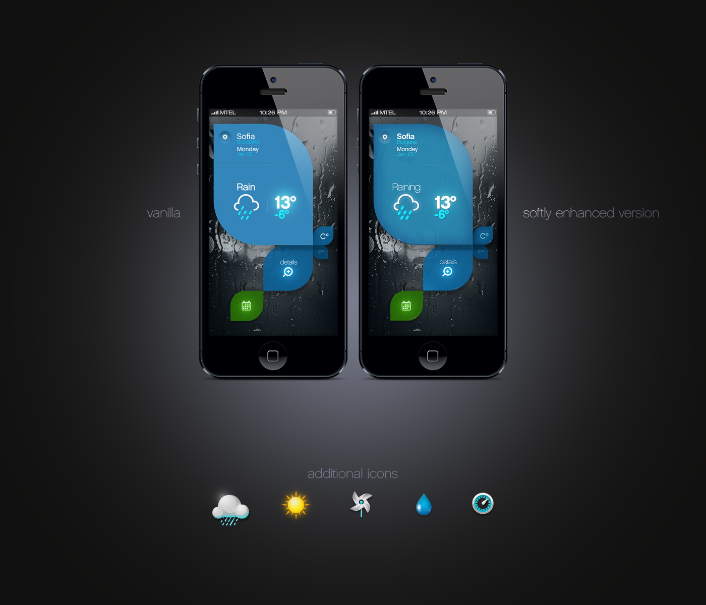 iOS App iphone app design weather app design iphone 5 app app design