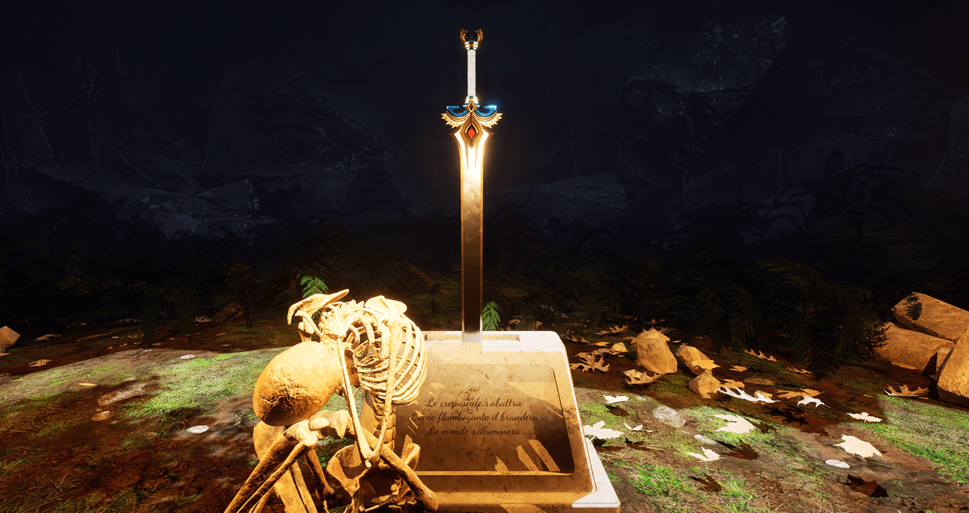 3D Blade blender fantasy fire Magic   pedestal sacred Substance Painter Sword
