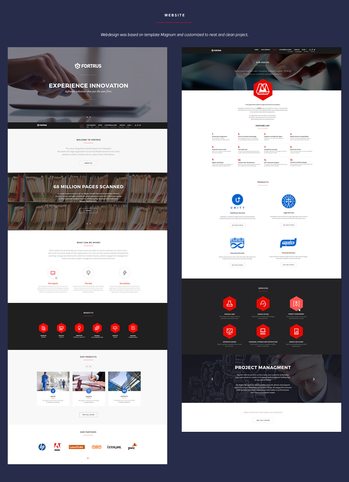 fortrus Website icons pictograms onepage develop red White