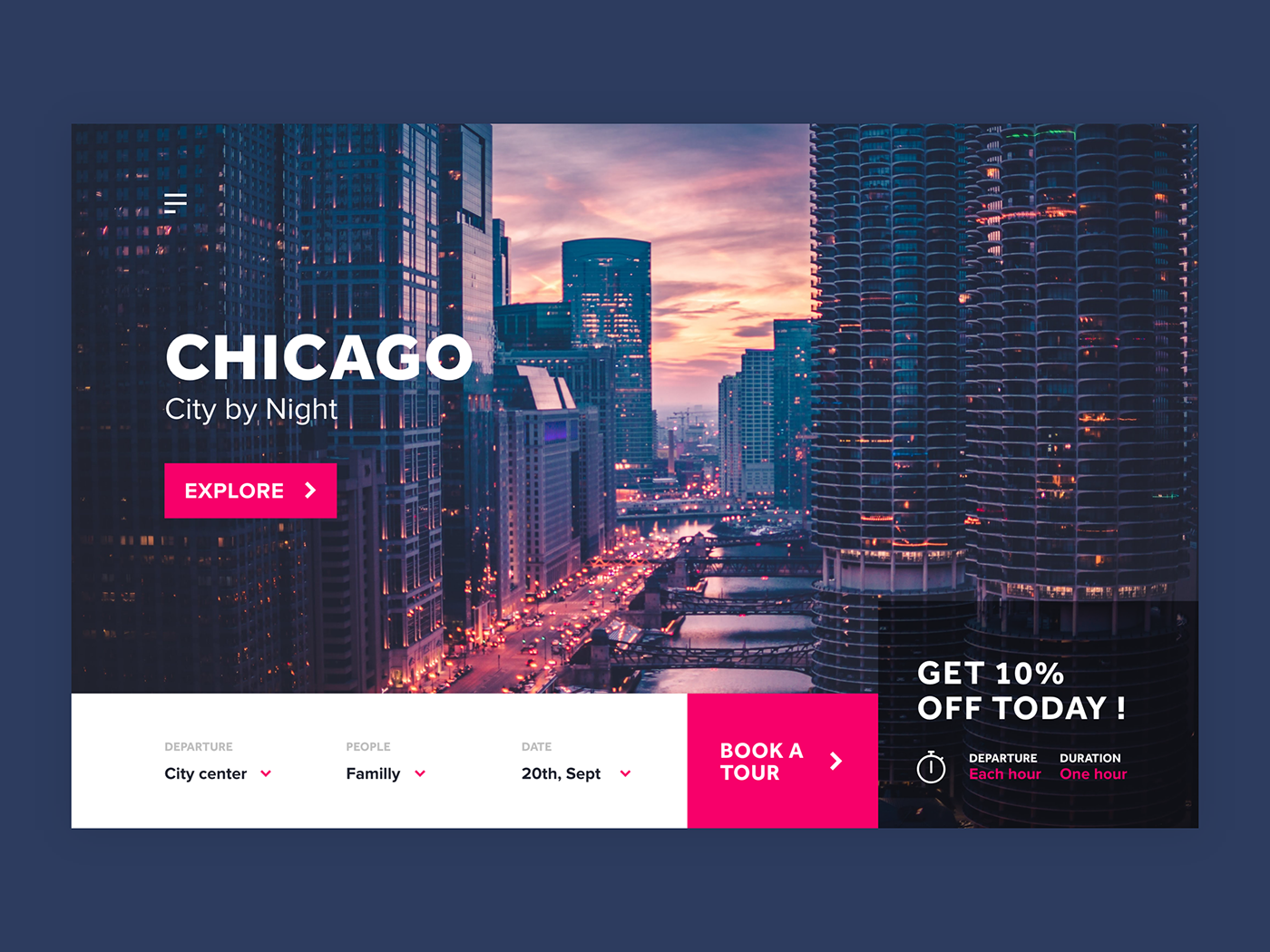 xddailychallenge City Tour chicago by night Header Webdesign exploration