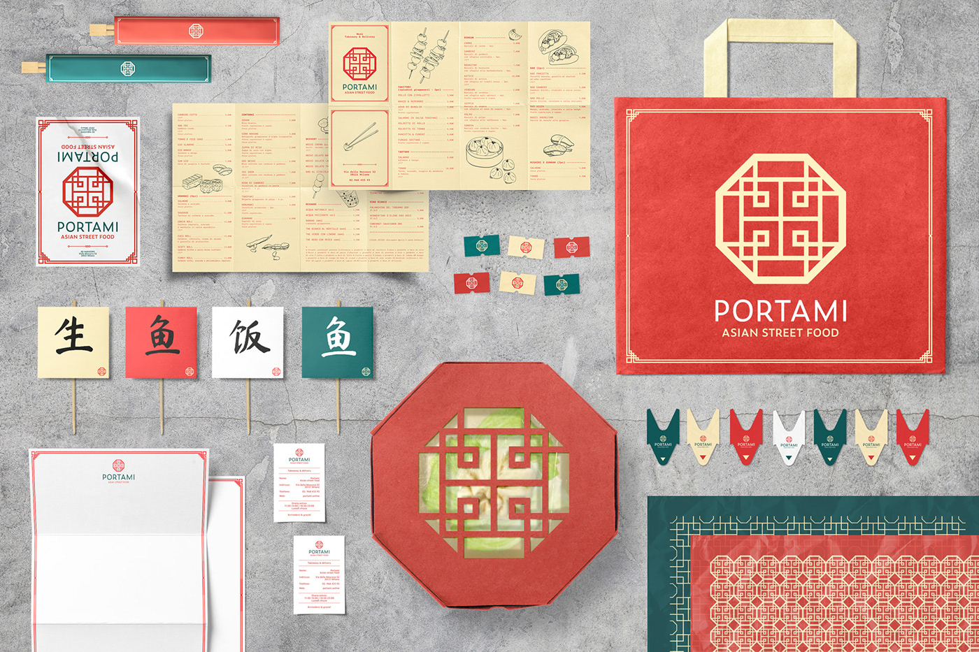 Asian Food Brand Design food illustration interior design  logo milan Packaging Street Food sushi bar visual identity