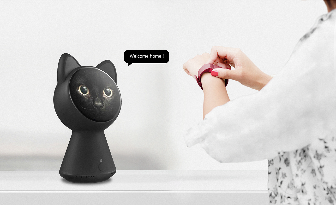 apple GUI Mockup Cat design black Smart speaker concept student project