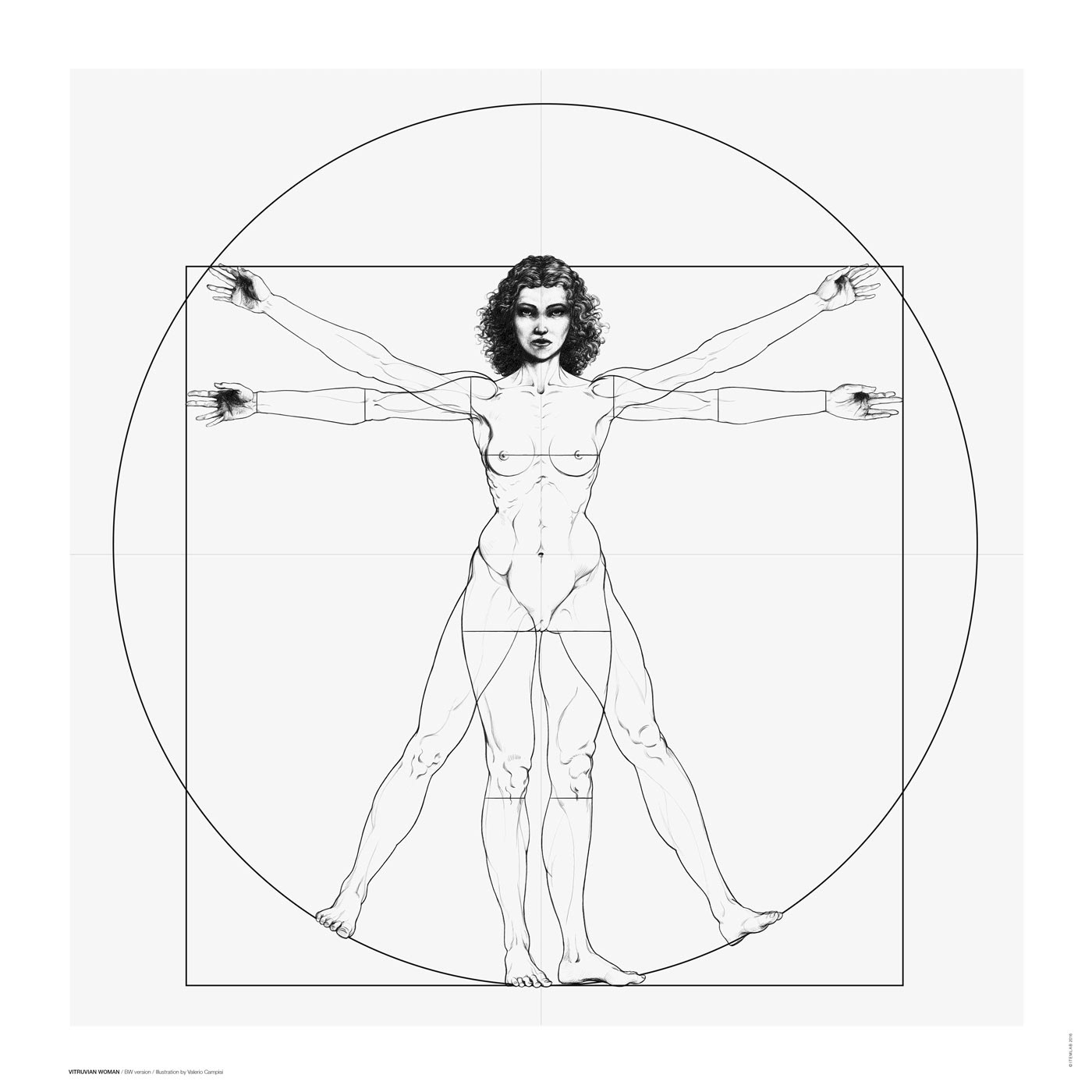 vitruvian woman lineart leonardodavinci