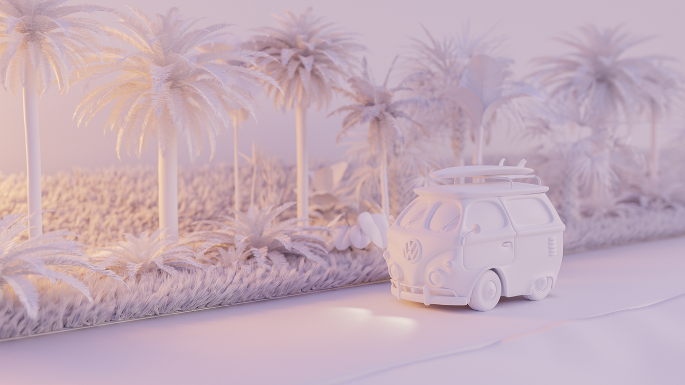 3D illustration 3d modeling digital 3d RoadTrip camper Van car road stylized bus