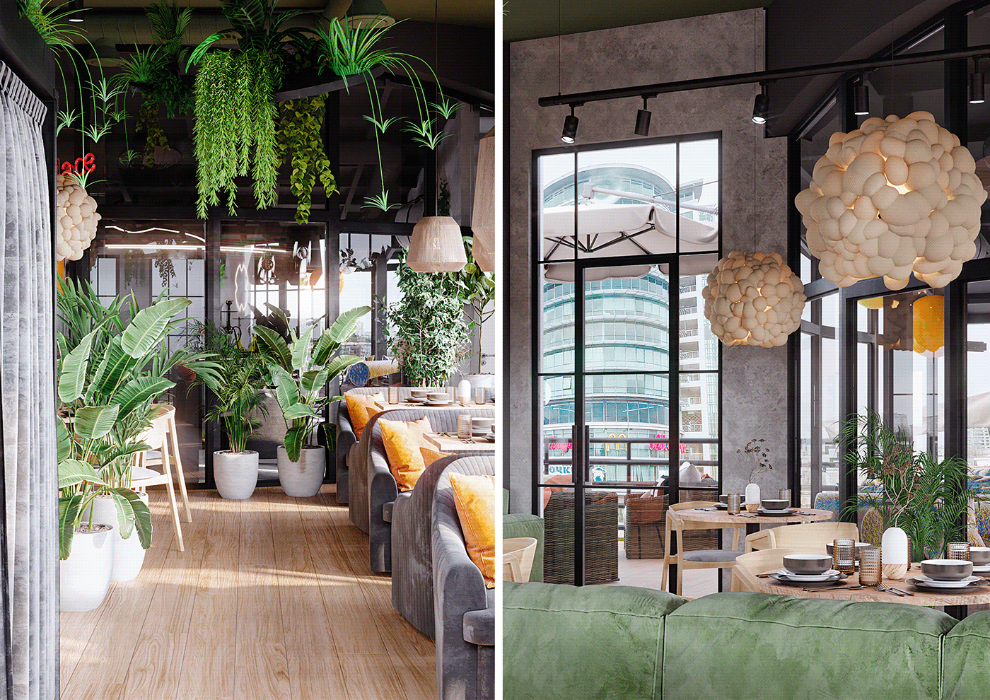 art bar cafe hookah interior design  lounge plants restaurant smoke Space 