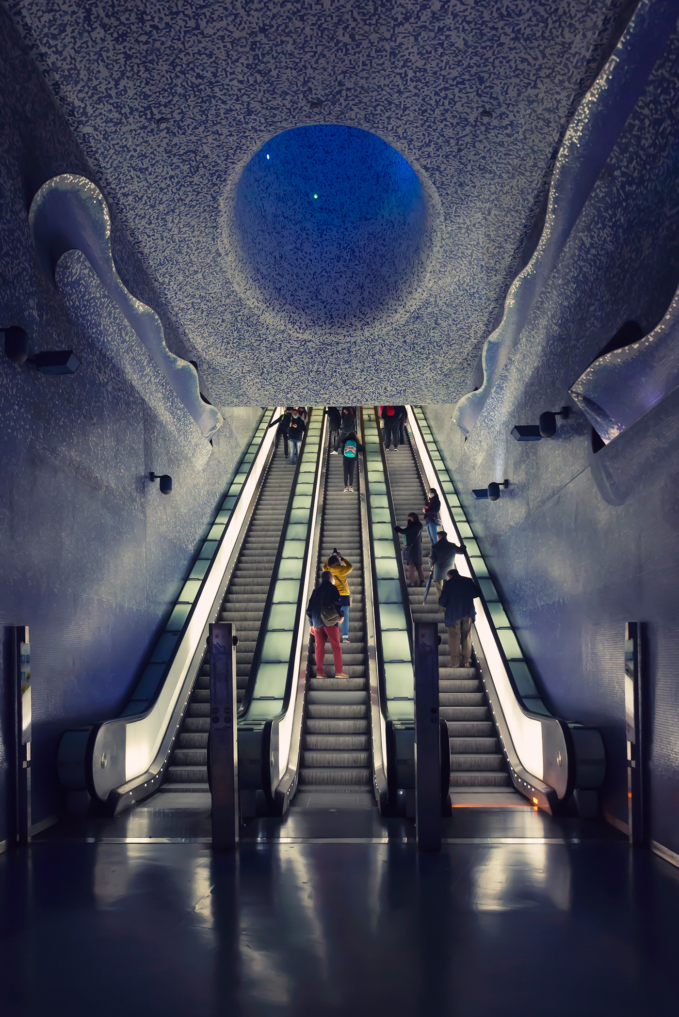 architecture Architecture Photography blue Italy light metro NAPOLI stairs subway urban photography
