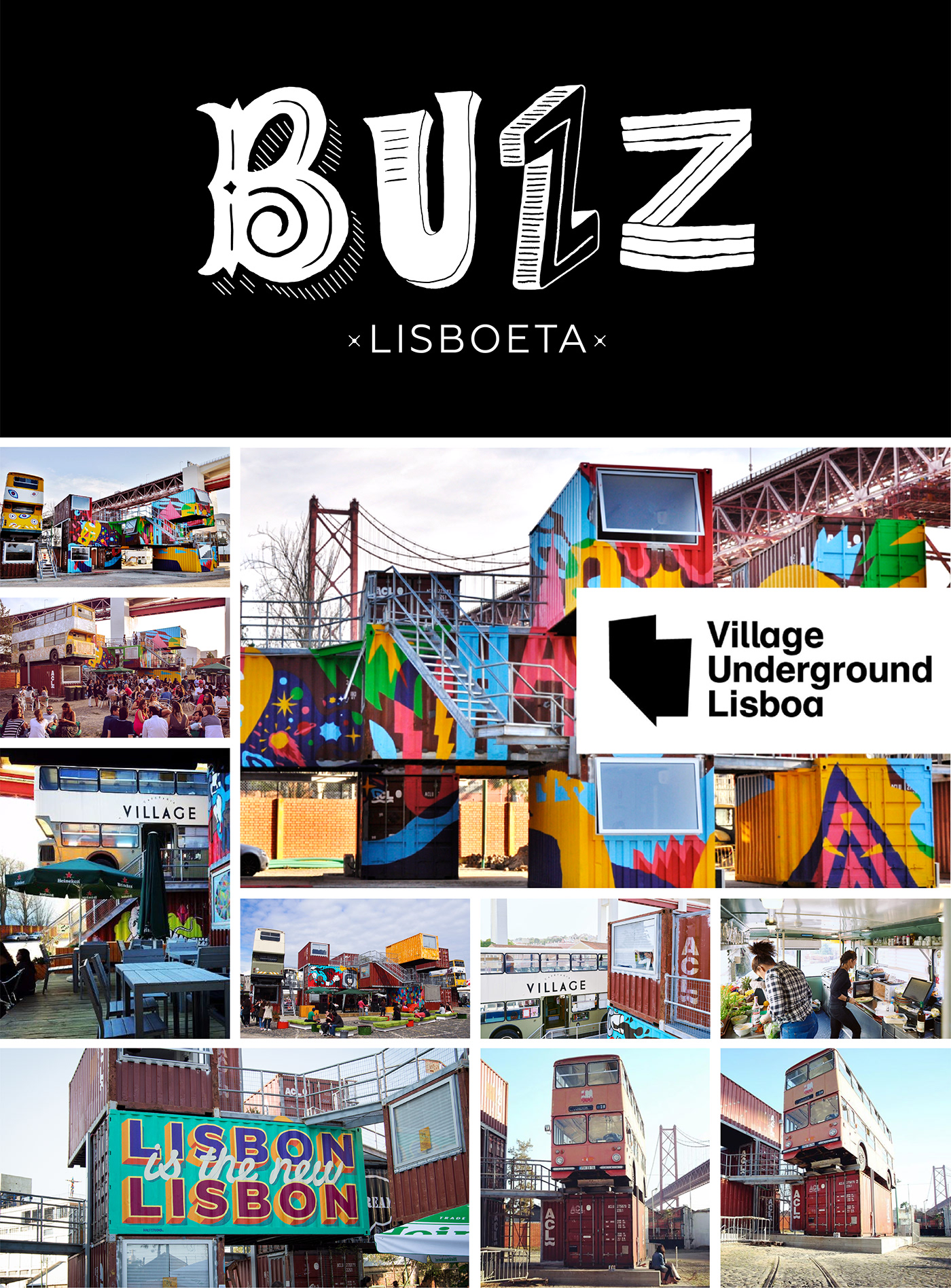 buzz lisboa village underground art cowork brand logo arty