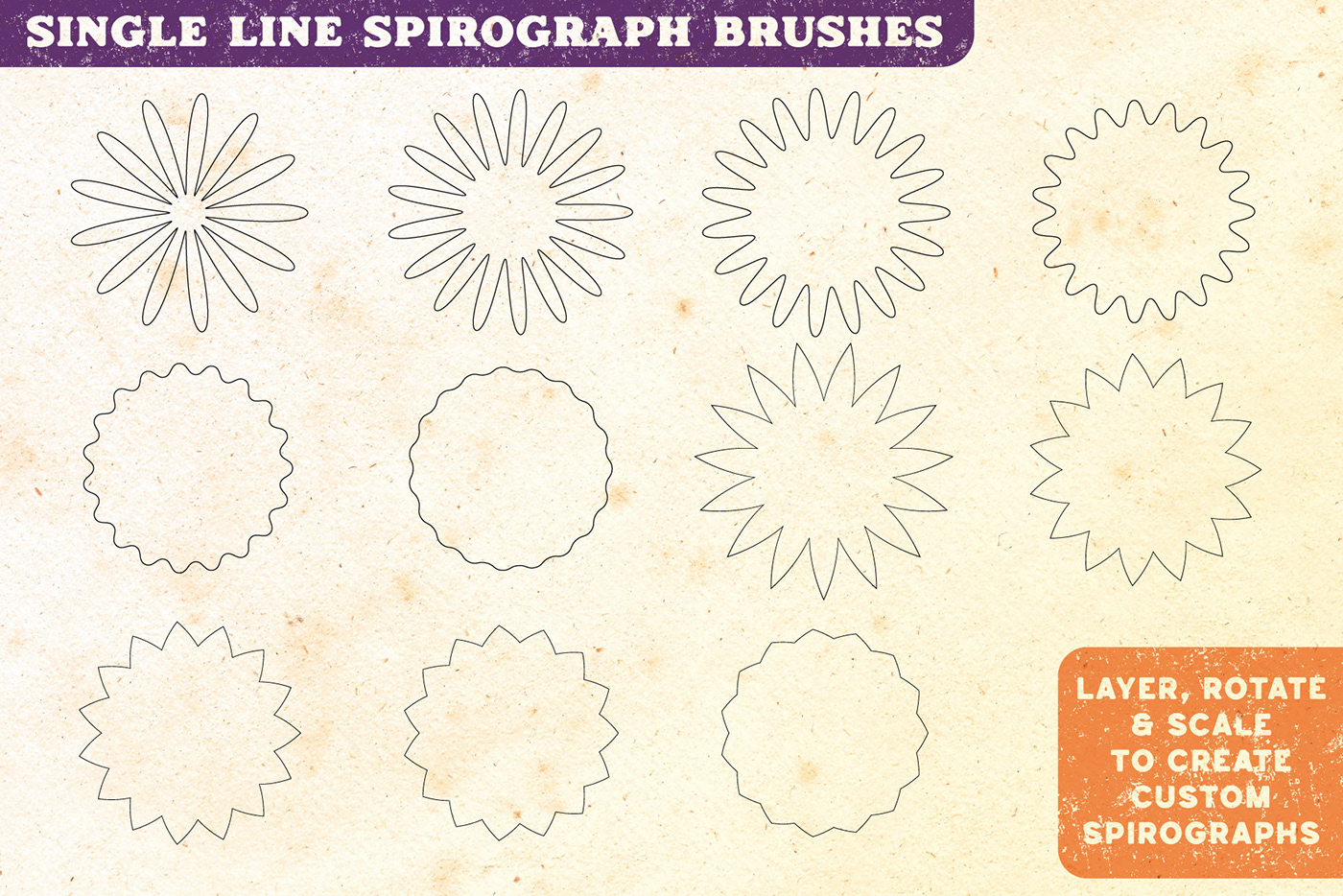 Spirograph fractal Retro retro design Illustrator Brushes affinity brushes fractals guilloche spirographs