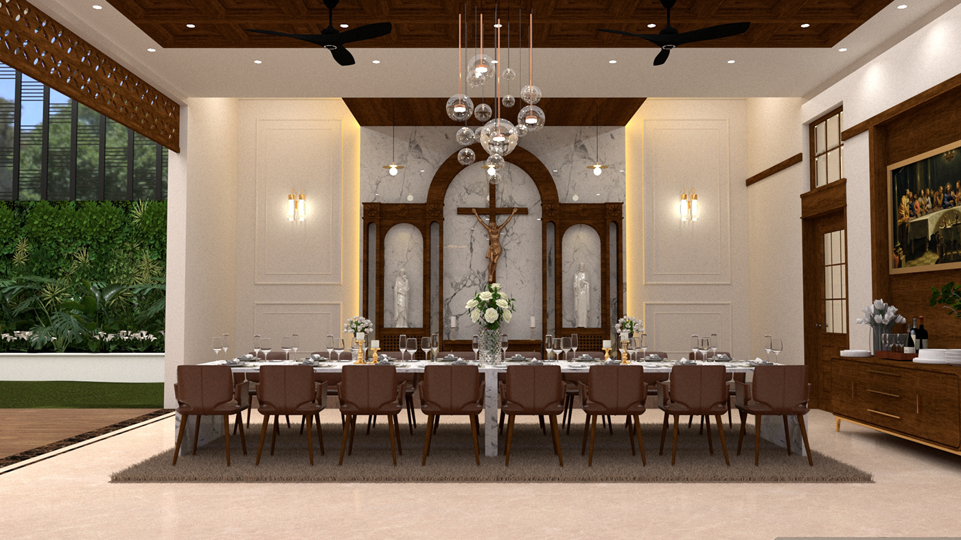 indoor dining interior design  Render vray SketchUP architecture altar luxury elegant