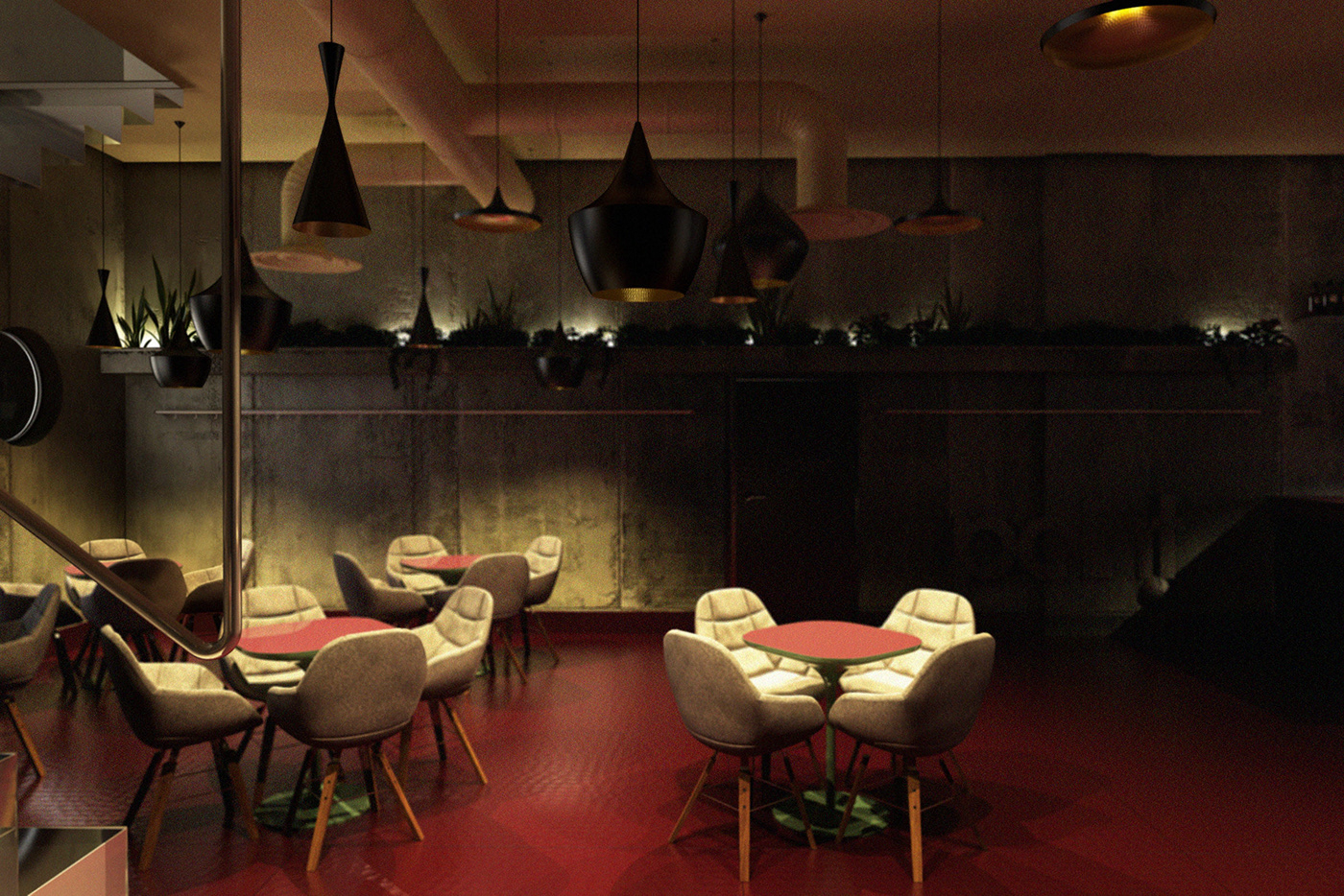 Interior concrete cafe bar restaurant lounge minimal modern BEAT