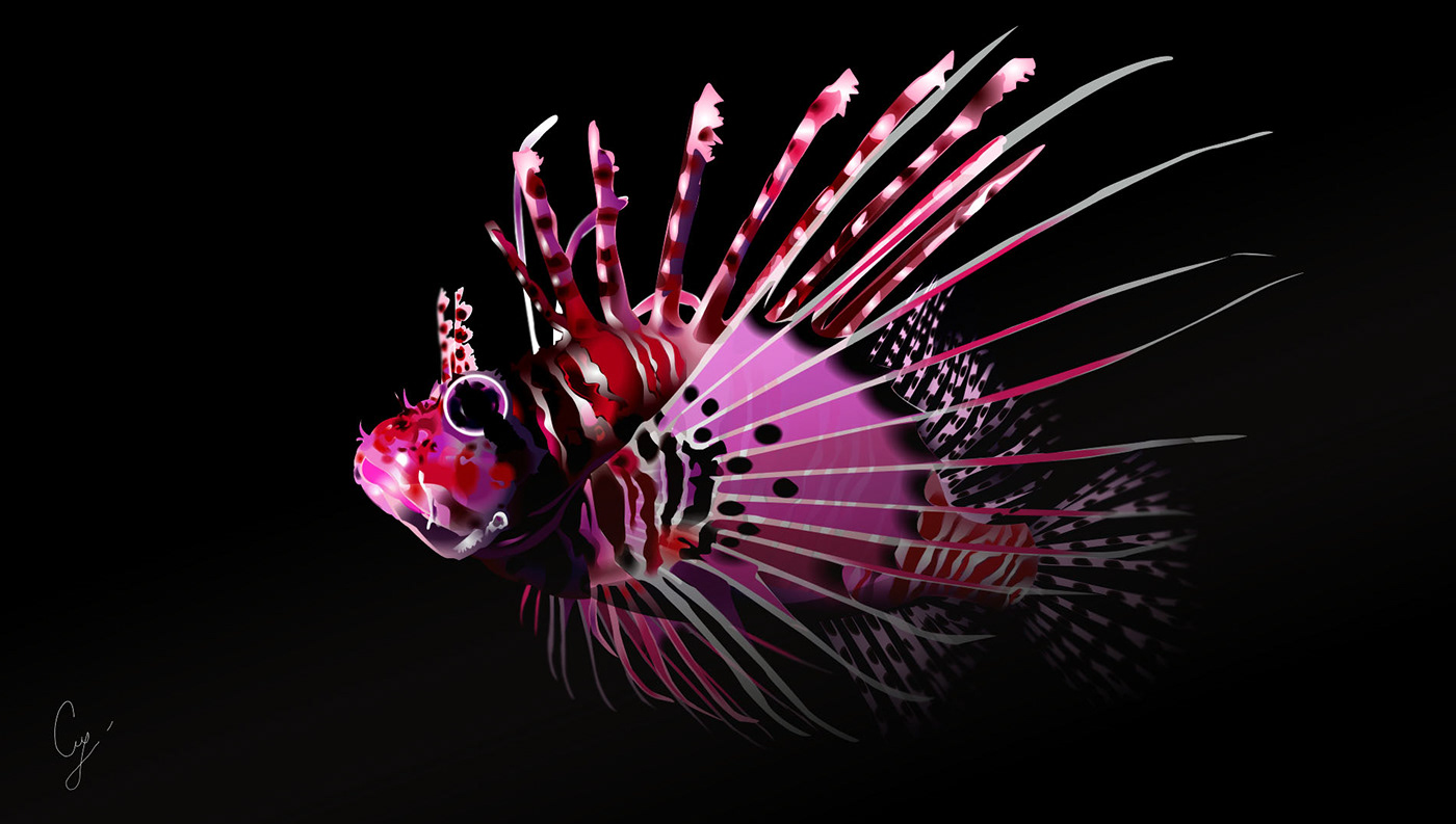 ILLUSTRATION  fish red pink Figma design Beautiful art