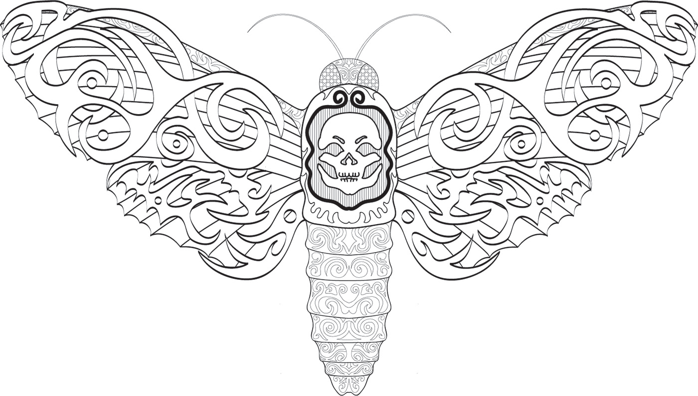 letterpress death's head moth