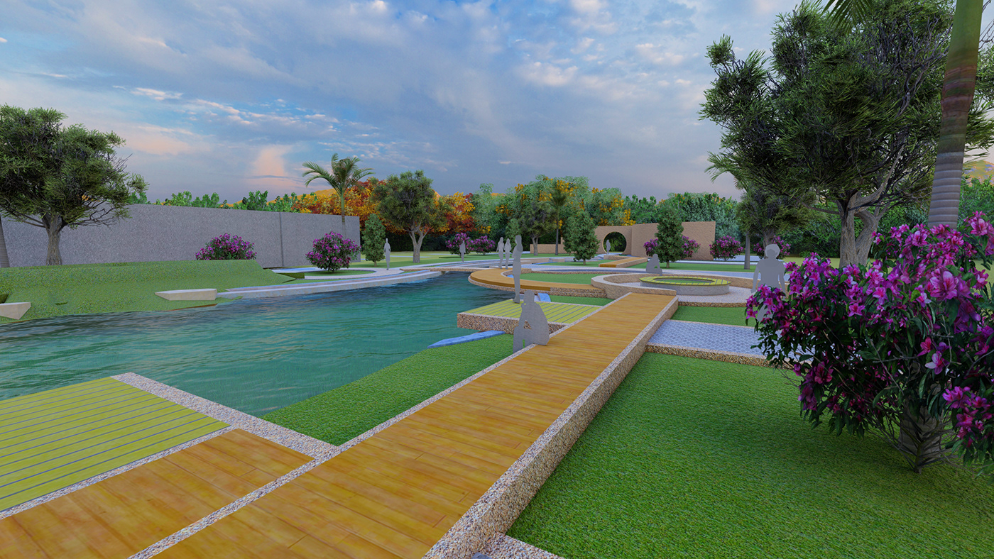 3D 3ds max architect architecture exterior grass interior design  Landscape modern visualization