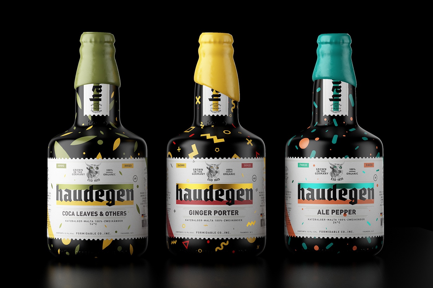 beer Haudegen ale pepper alcohol bottle 3D cinema 4d vray pattern