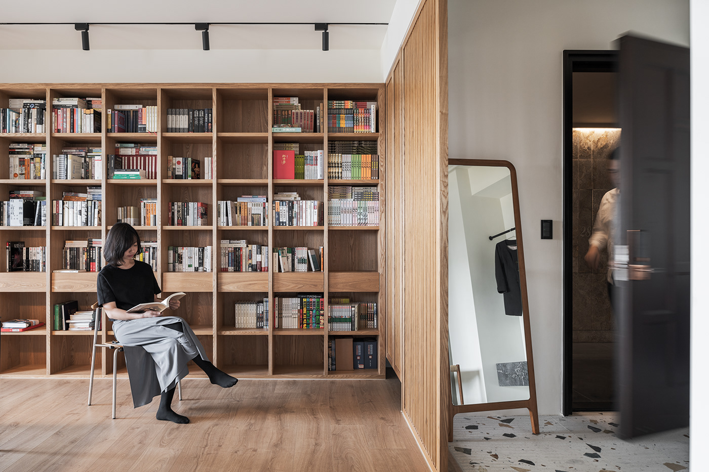 apartment books cozy design furniture home Interior nordic Shelf warm