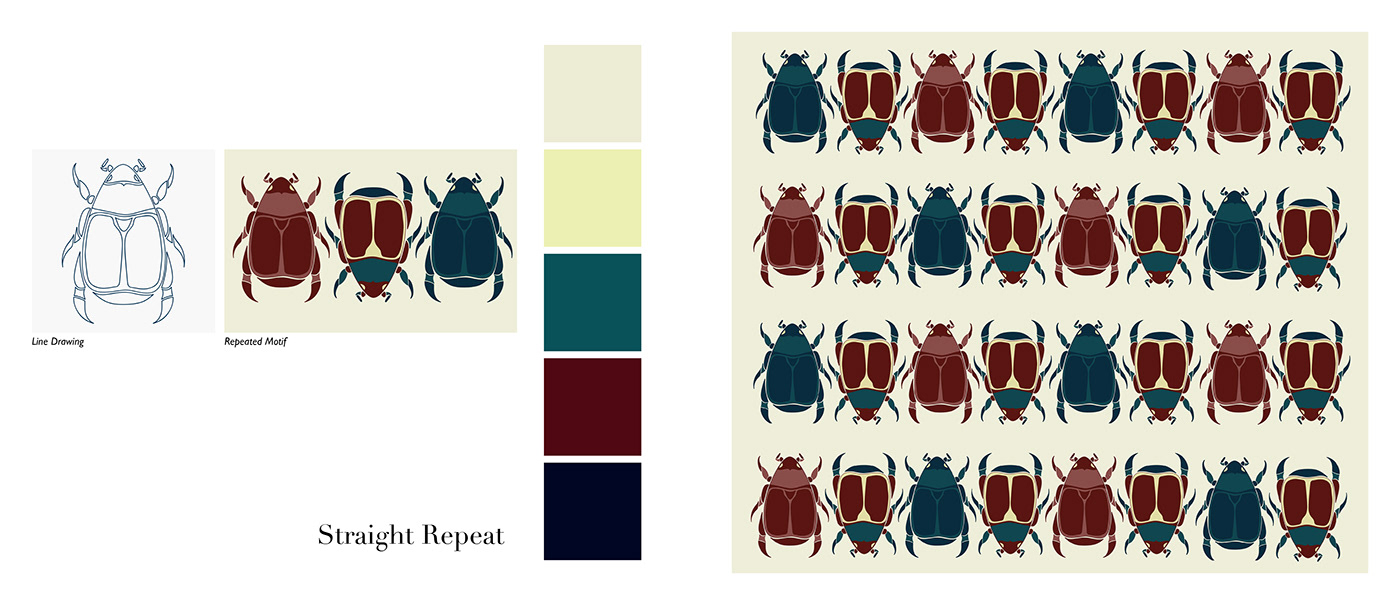 insect ILLUSTRATION  Digital Art  adobe illustrator photoshop design print textile pattern design  Fashion 