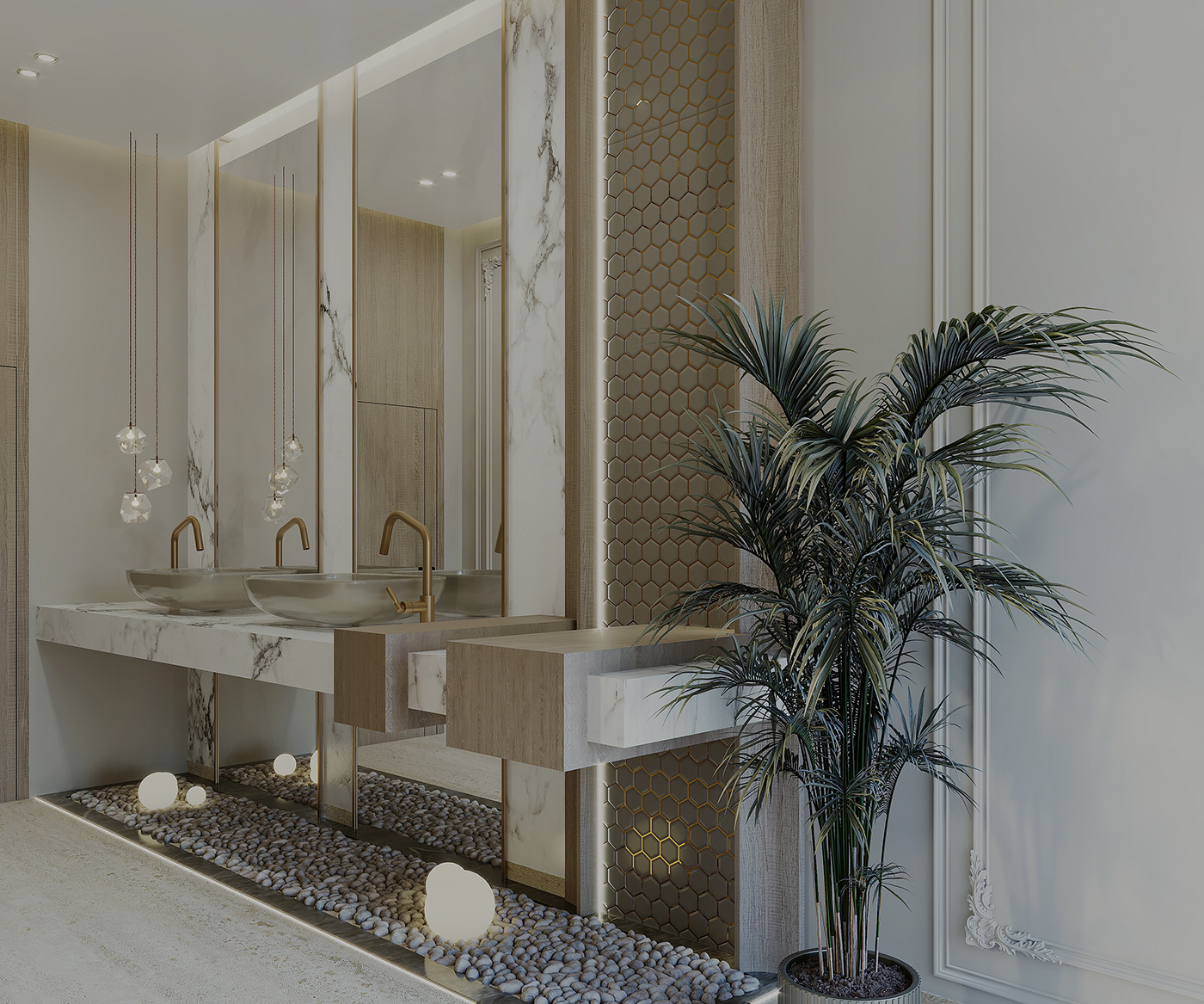 wall design Sink powder room interior design  Render corona bathroom modern 3ds max
