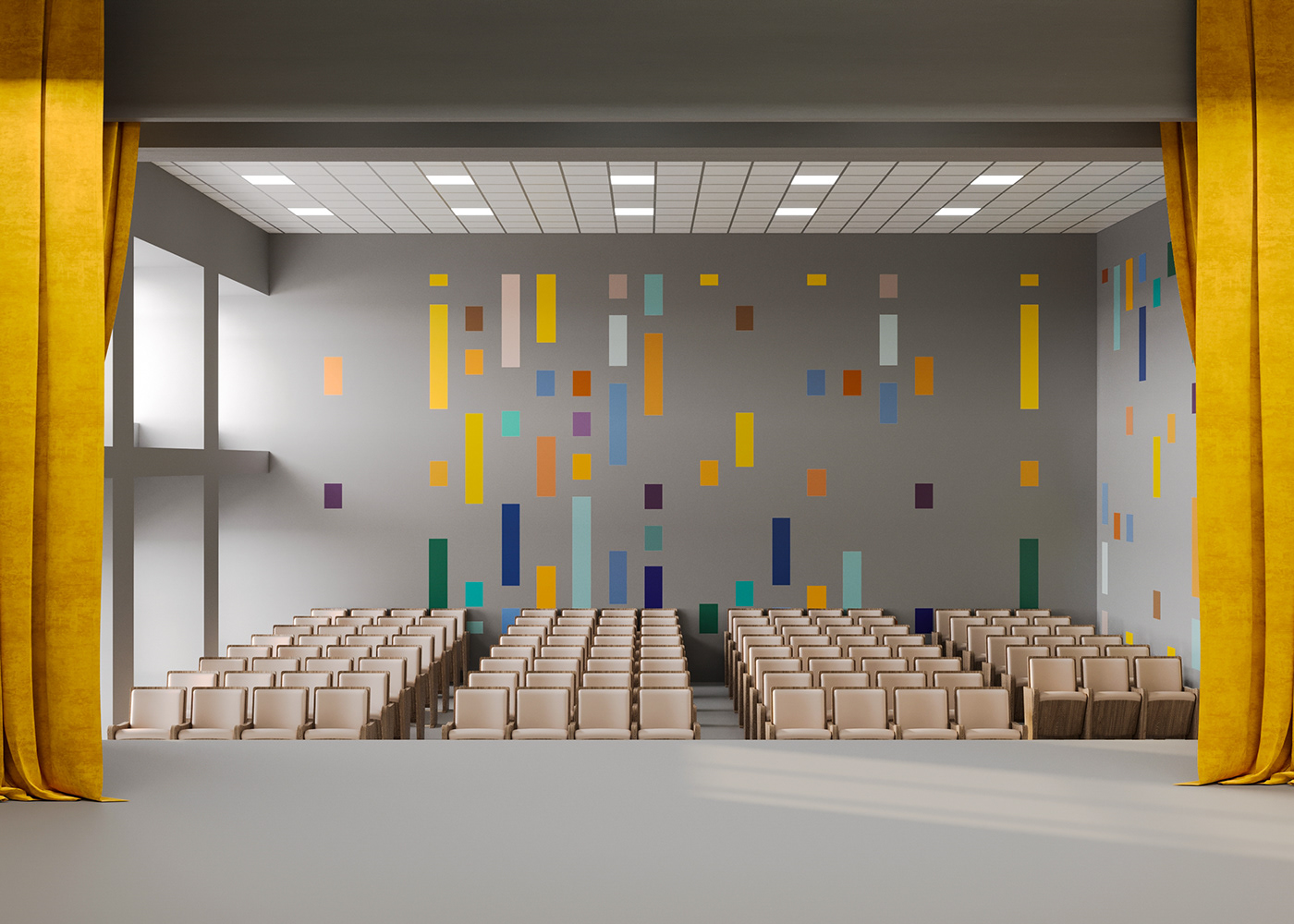 3ds max children center corona cultural center culture Design Project interior design  modern Render visualization