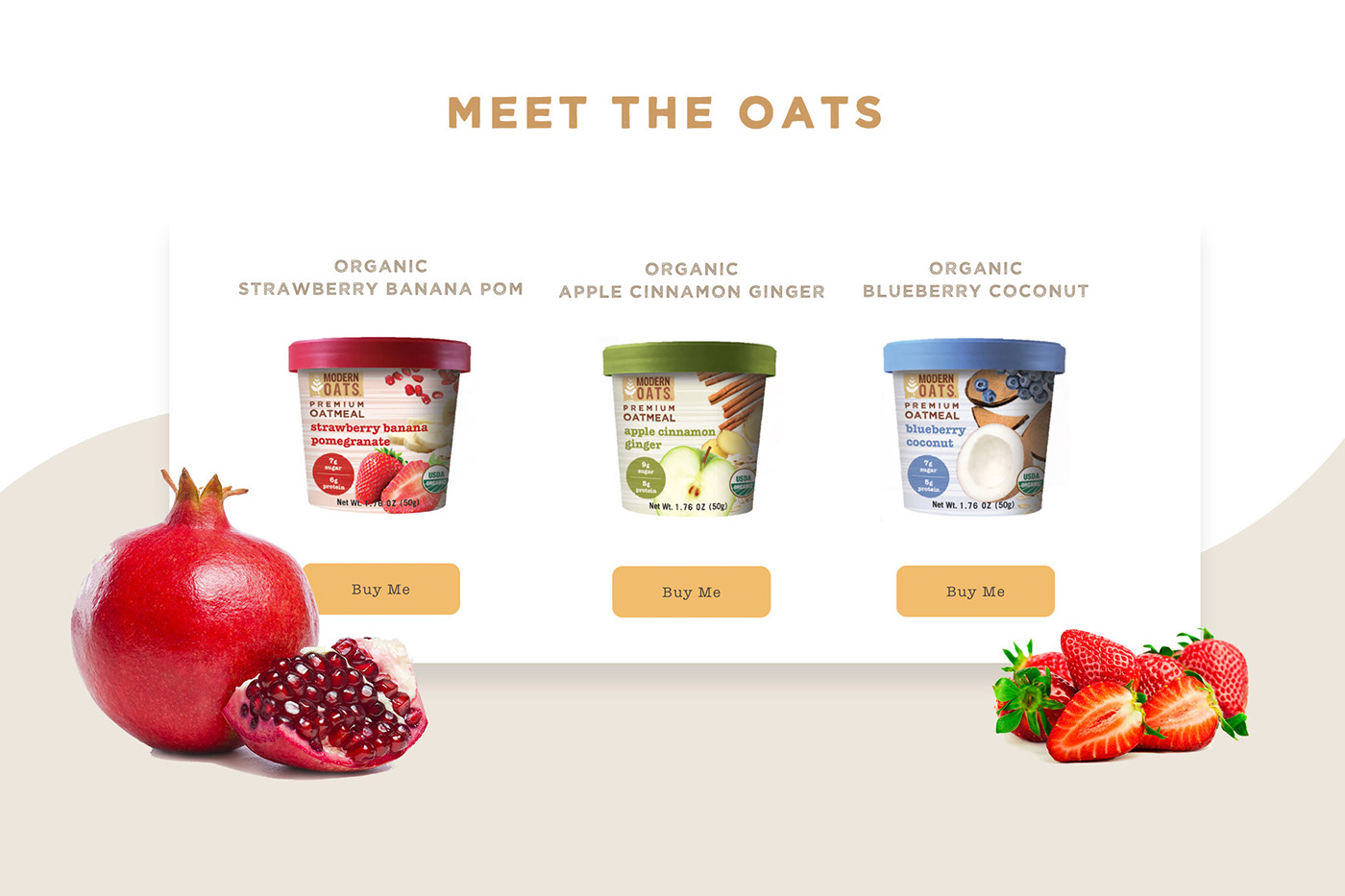 shopify website design for the contact page of Modern Oats