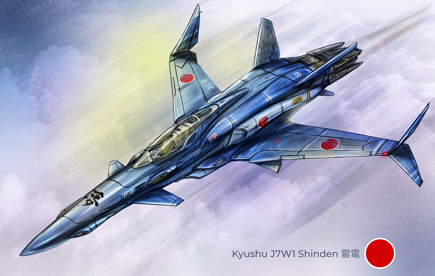 Kyushu J7W1 Shinden 震電 Fighter Aircraft SKY future 1945 sci-fi fighter aircraft avion