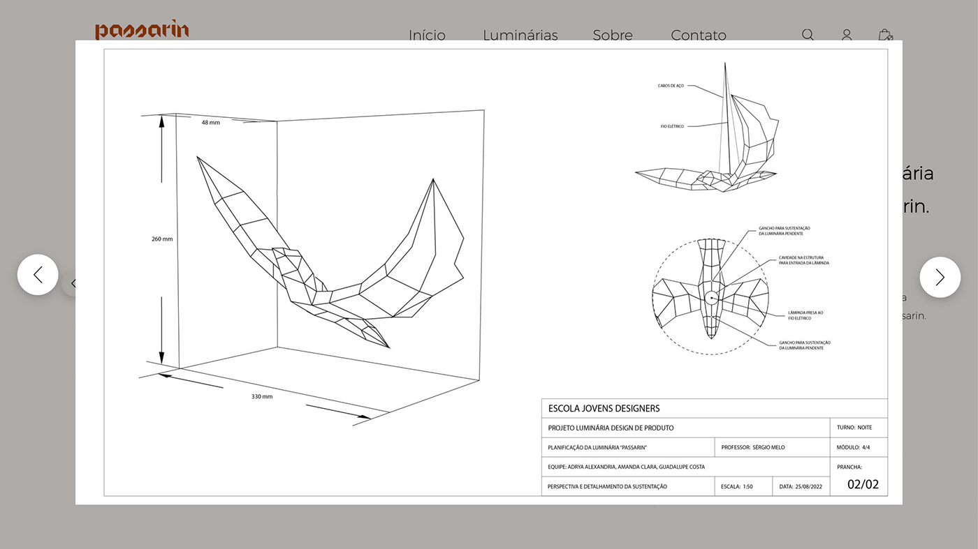 design de produto product design  luminária origami  Powerpoint Desenho Técnico 3d modeling ILLUSTRATION  Bird Illustration technical drawing