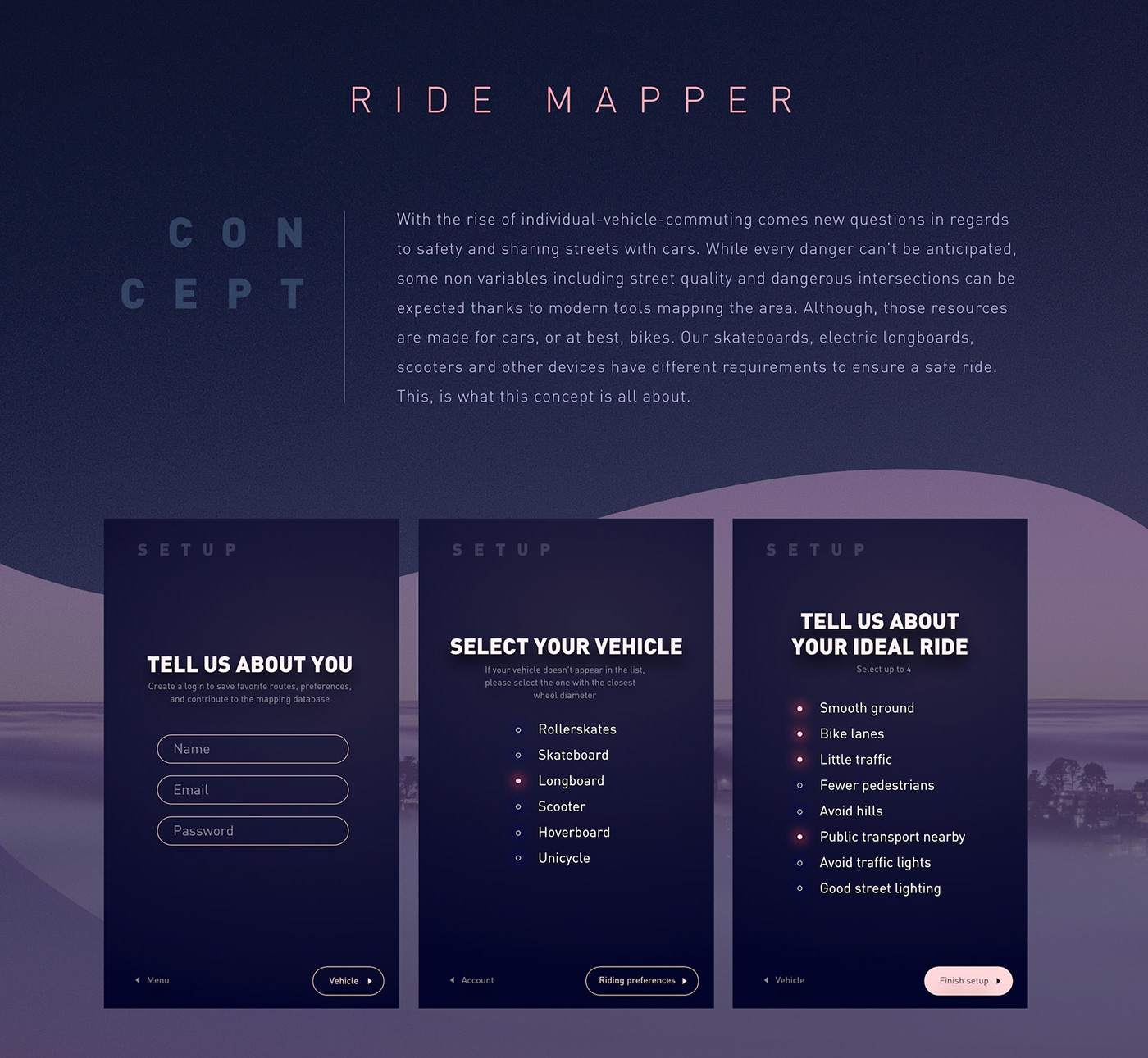 concept transportation maps directions electric vehicles app skateboard Scooter adobeawards