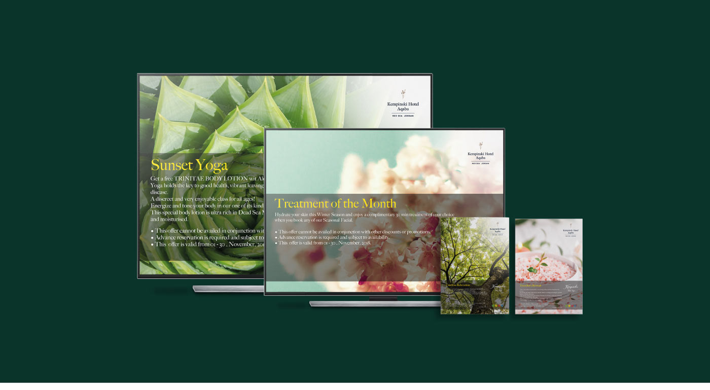 branding  graphic design  TV slides menu design Kempinski stationary flyer amman-Jordan amman jordan-hotels