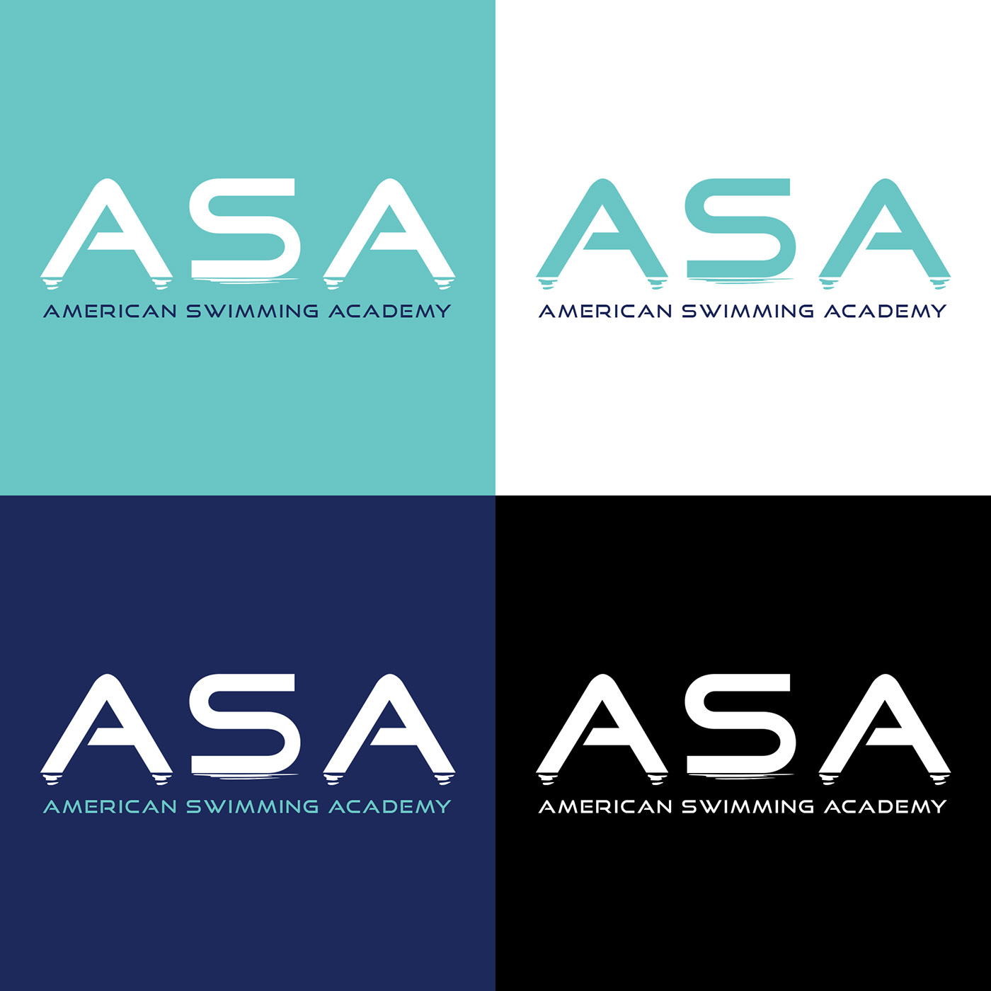 academy asa cyan light blue logo photoshop swimmer swimming water wave