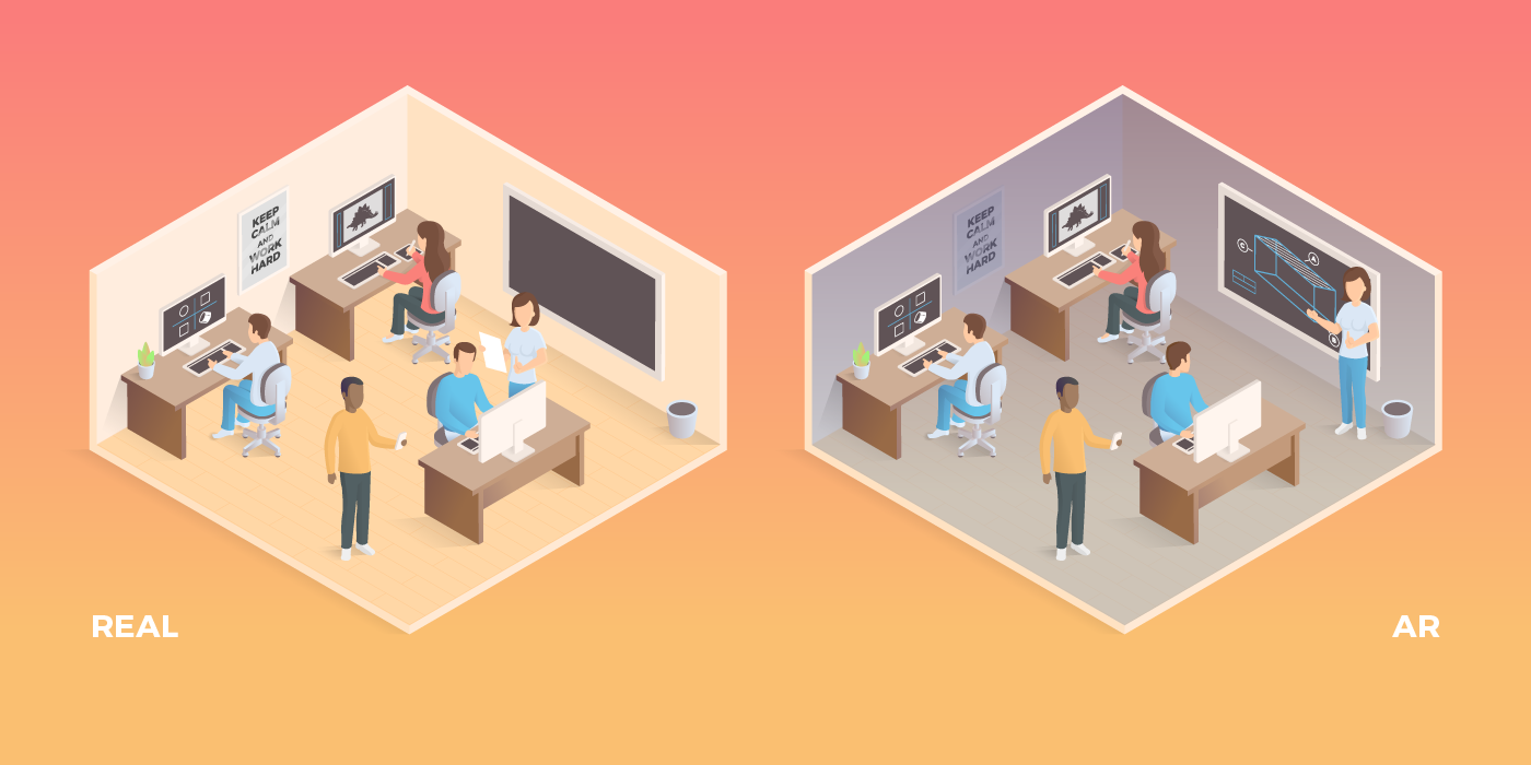 isometric illustration Vector Illustration augmented reality AR Website Design landing page Isometric ILLUSTRATION 