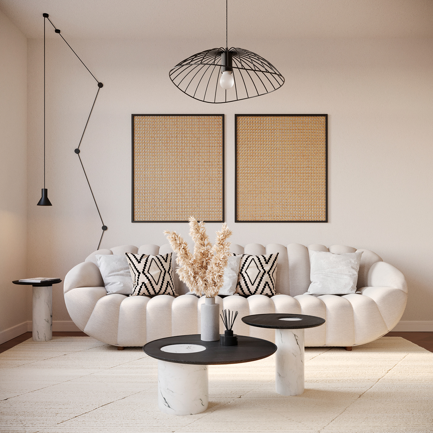 3ds max architecture black and white CGI detail furniture interior design  modern Scandinavian visualization