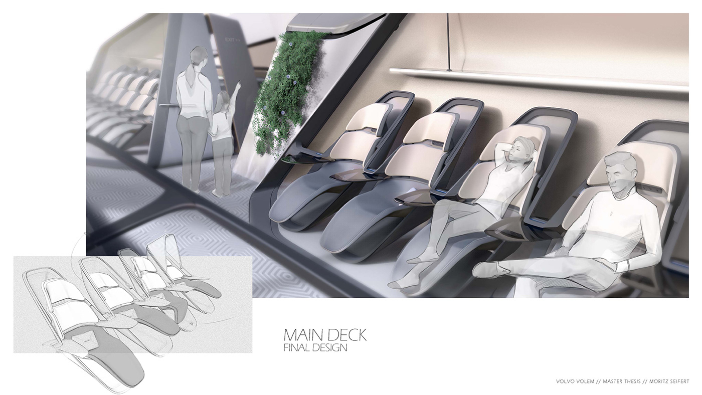 Automotive design product design  industrial design  interior design  Autonomous airship Volvo lounge design