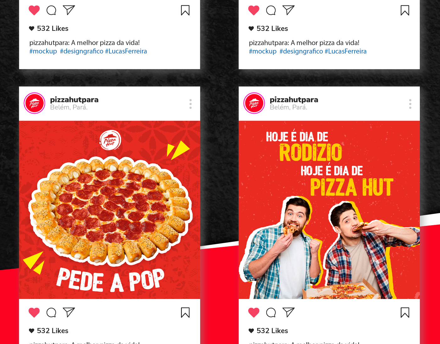 design design gráfico Fast food flyer Pizza Hut pizzaria post Redes Sociais Social media post Socialmedia
