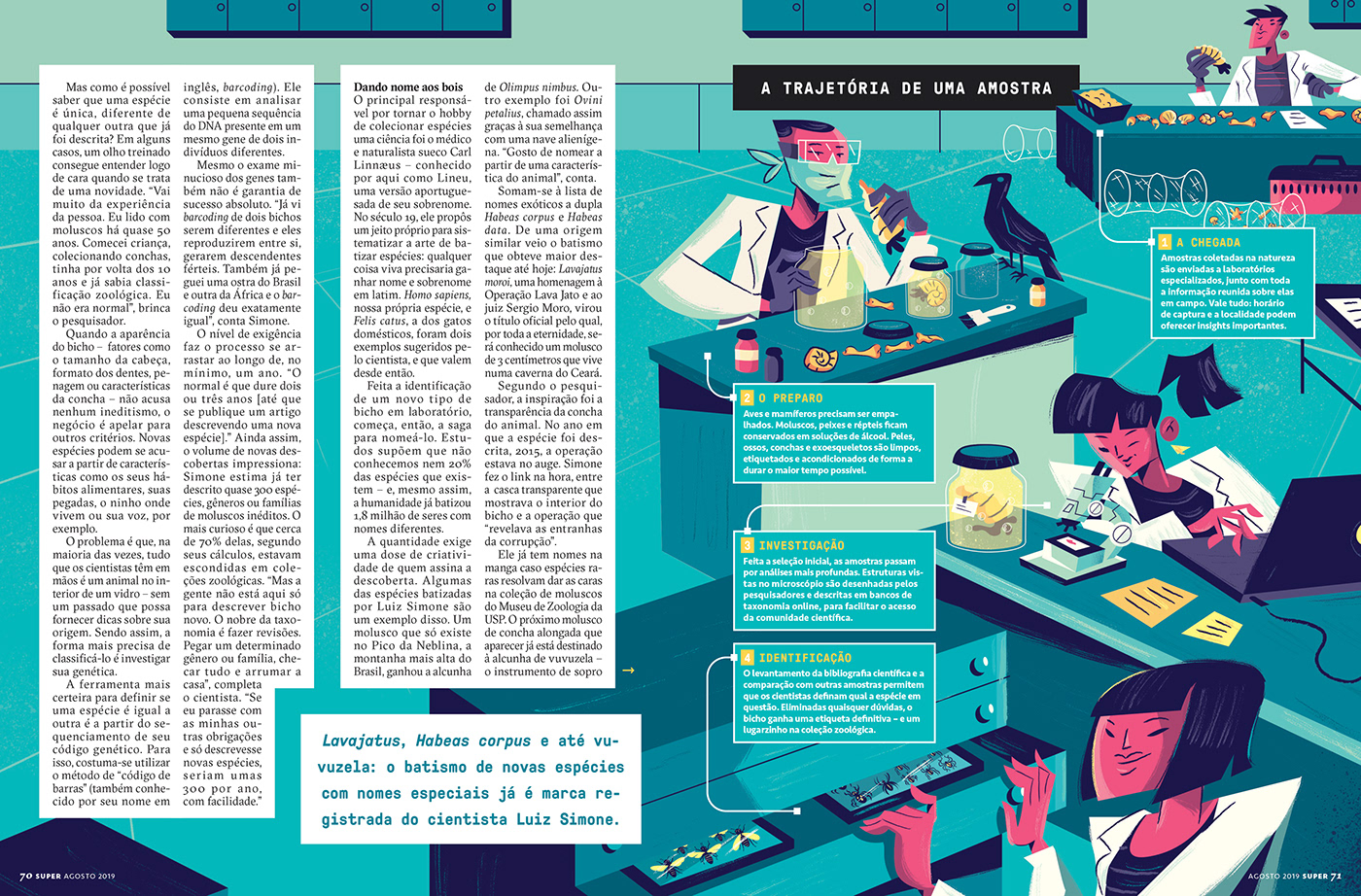 design Ilustração Super interessante abril Editora editorial ILLUSTRATION  science Education magazine