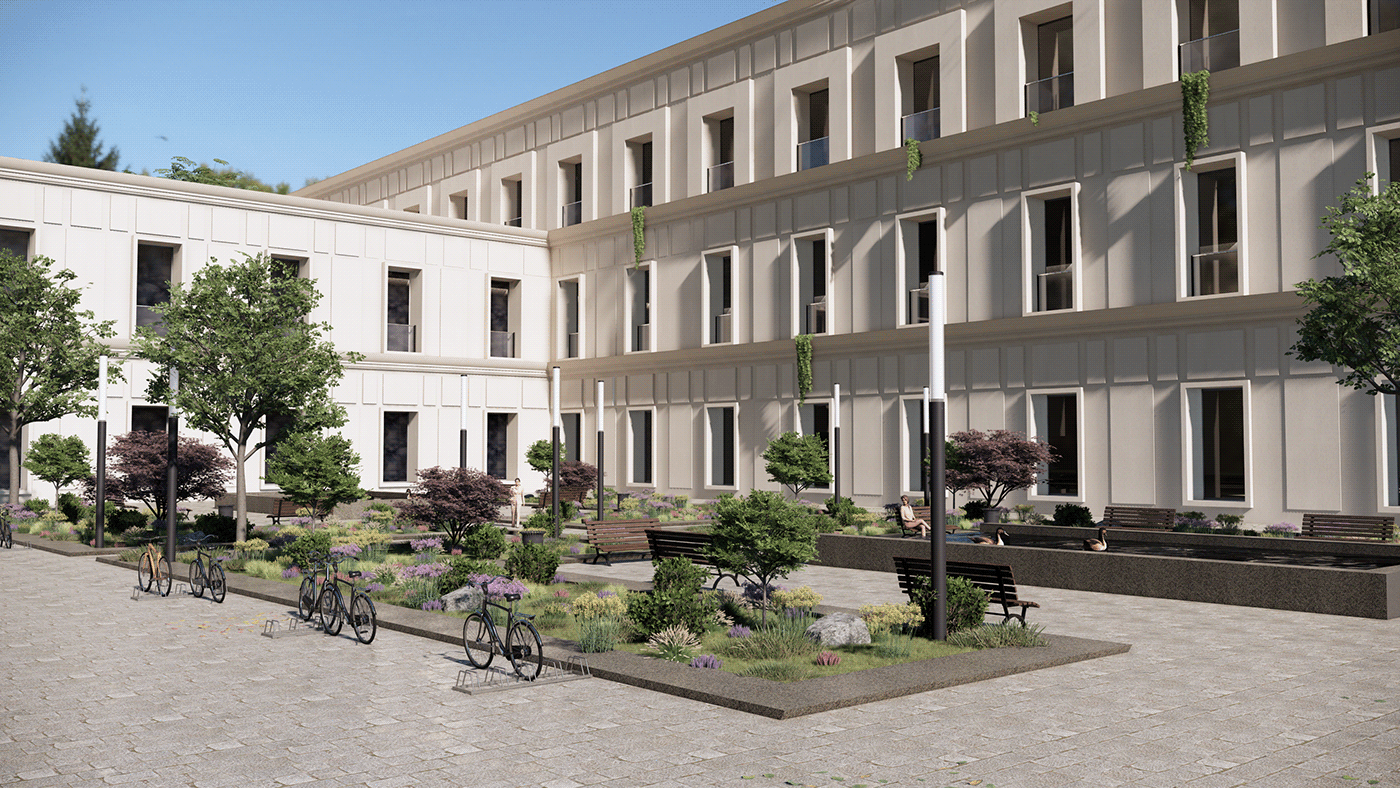 München exterior Visualisierung architektur 3D 3ds max enscape Render +3D+ gebäude