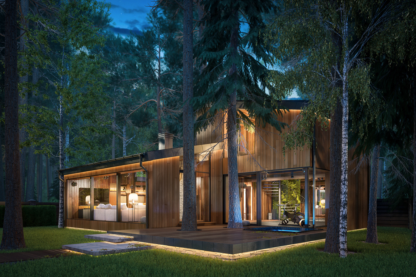 exterior forest Spa pine Landscape eco house