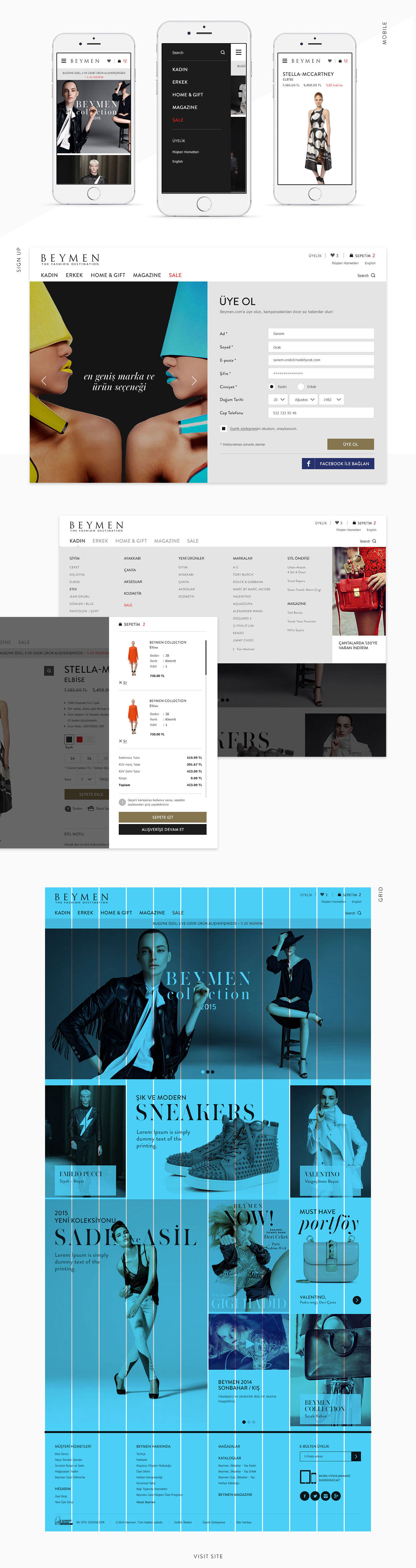 Responsive e-commerce beymen site Shopping luxury brand black White
