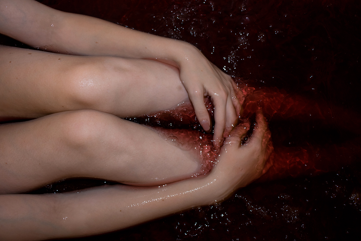 red bath experimental art blood depression anxiety Drowning girl body bath