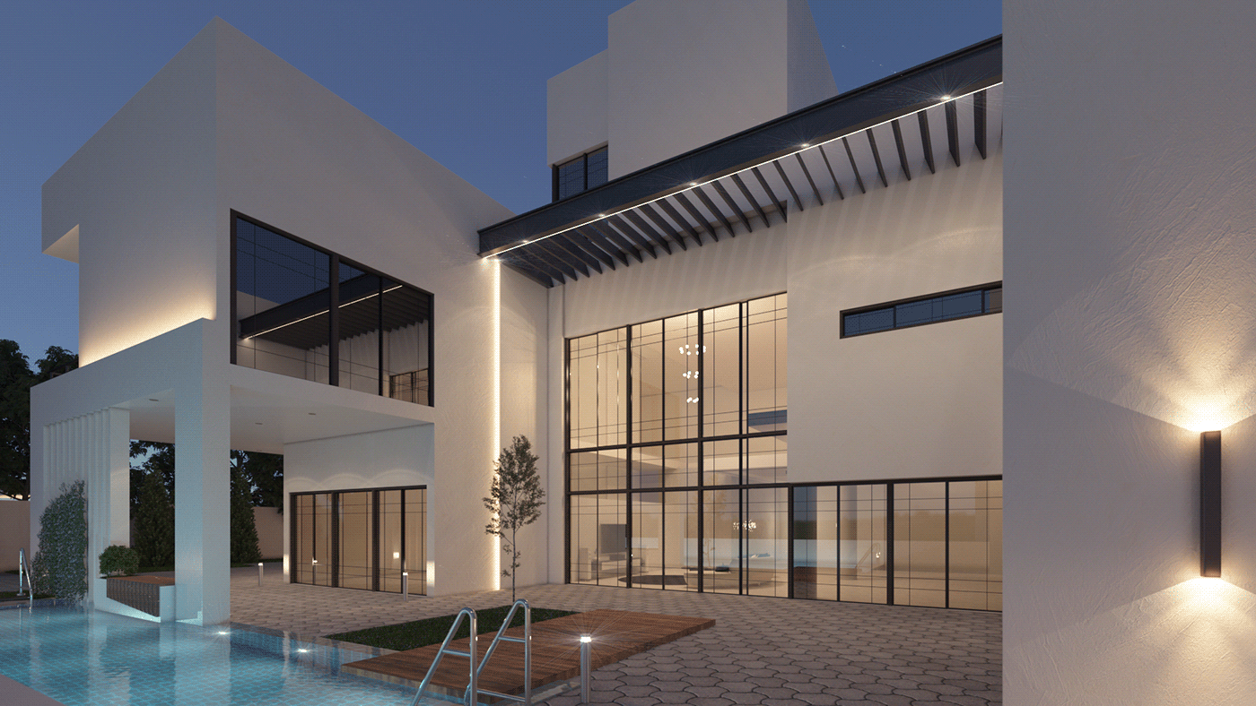 modern architecture visualization Render 3D vray exterior Minimalism Frank Lloyd Wright modern architecture