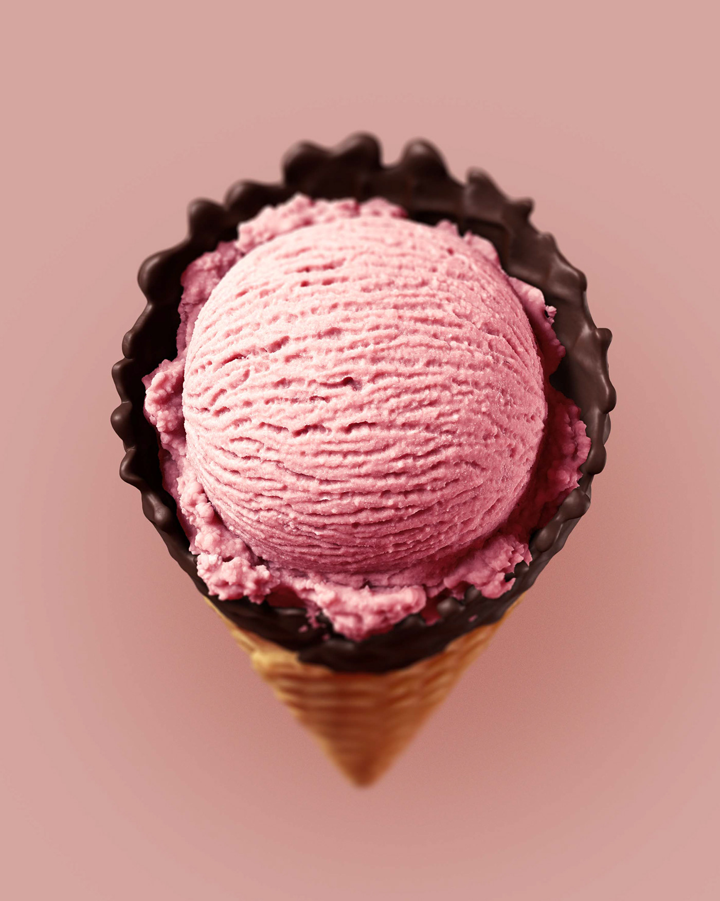 3D CGI chocolate desert Food  icecream Packaging Render strawberry sweet