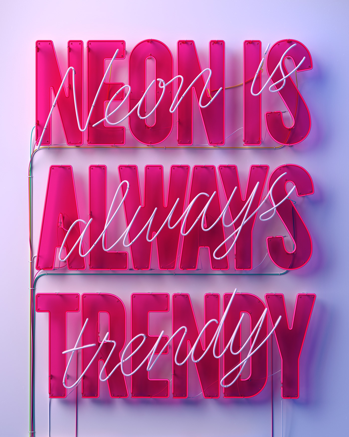 3D CGI lettering neon neonwall typography   wall