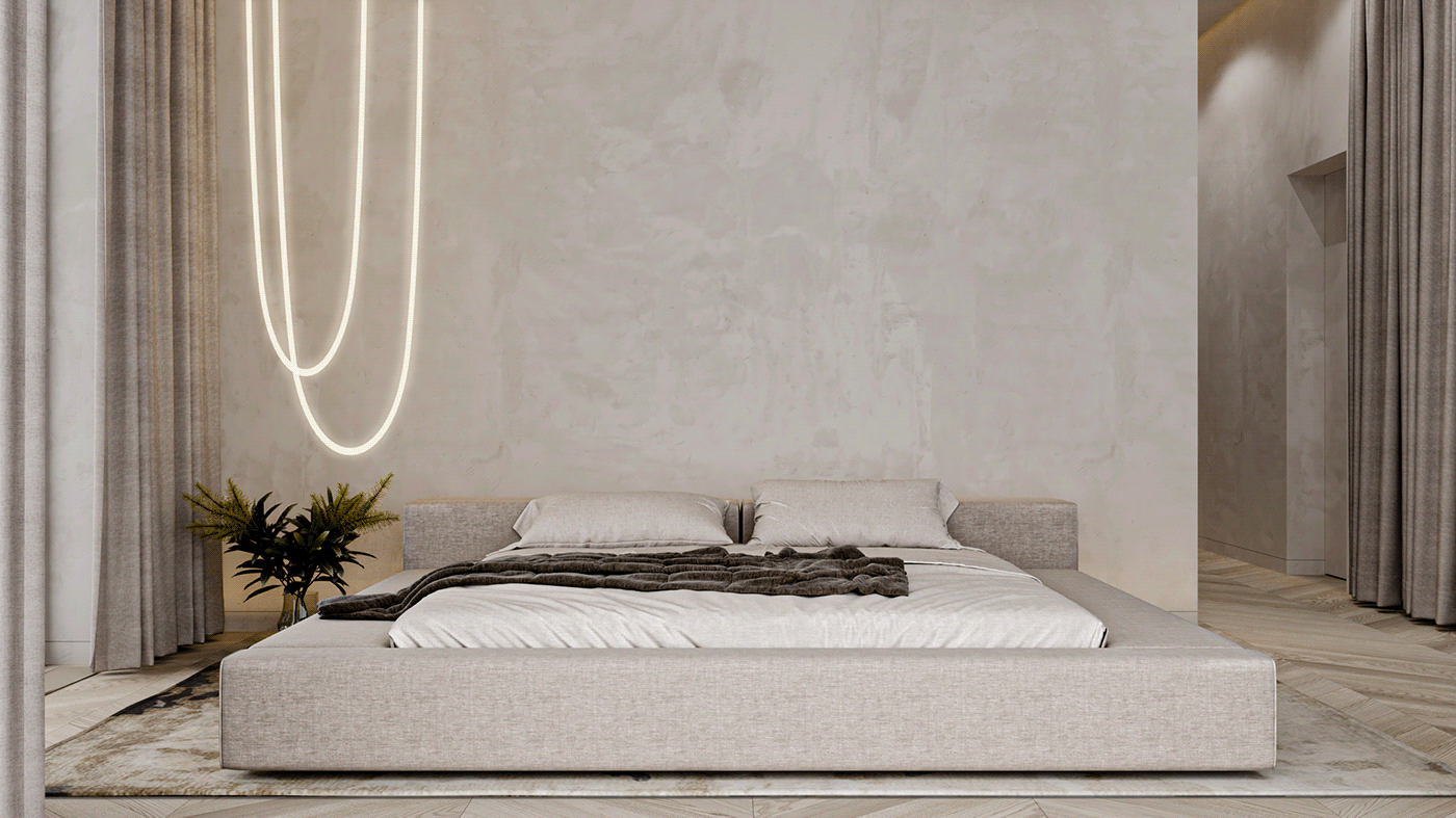 3ds max bedroom corona interior design  light minimal modern Render visualization