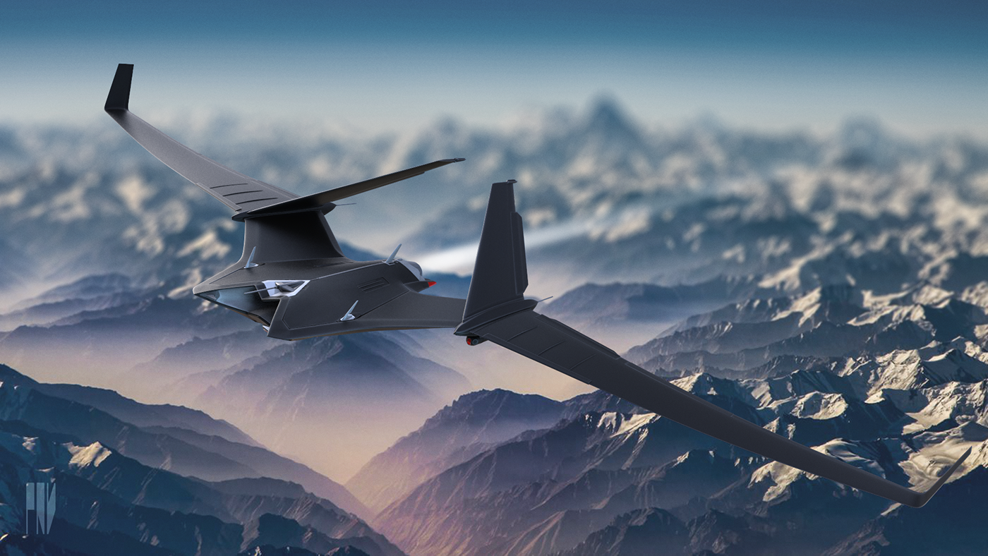 uav plane 3D concept design visualization game design  Military robot