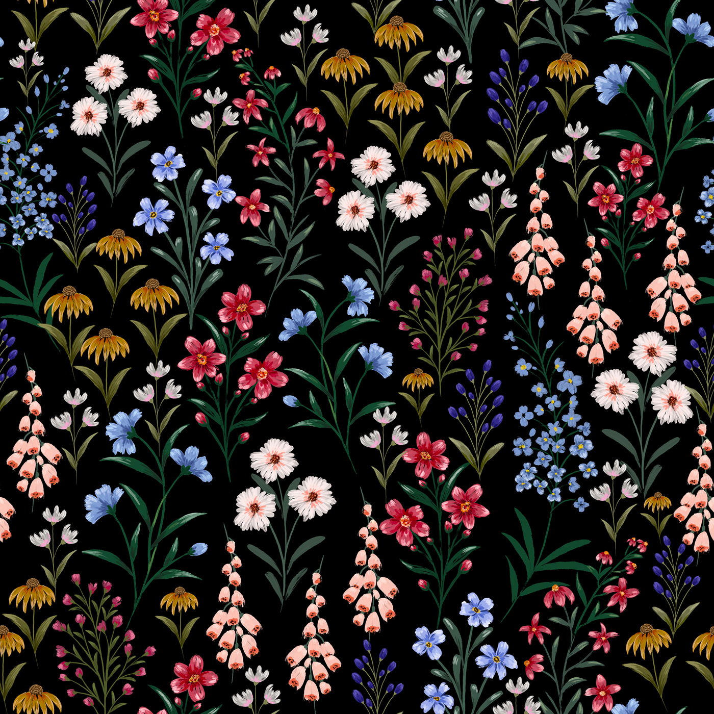 florals painterly print illustration design design seamless pattern digital